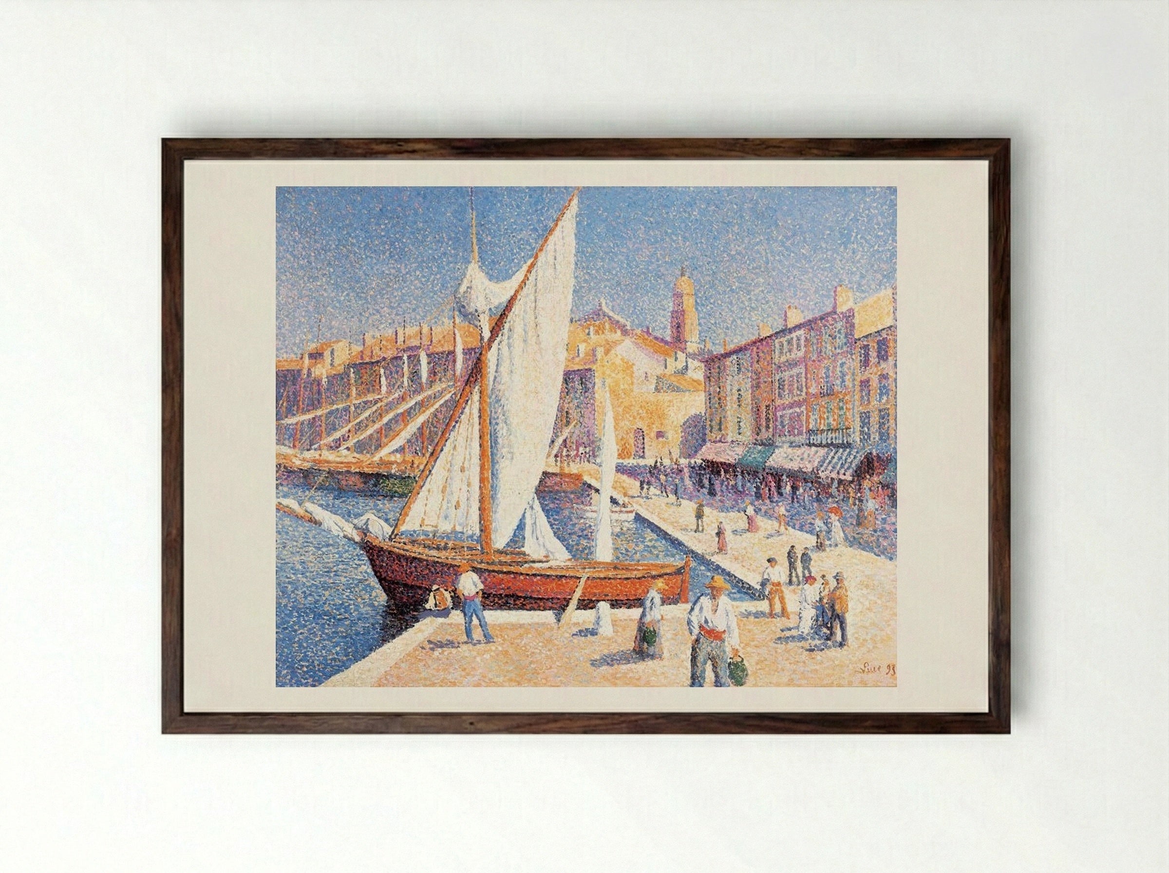 Le Port de Saint-Tropez - Maximilien Luce - Framed Print Dark Wood
