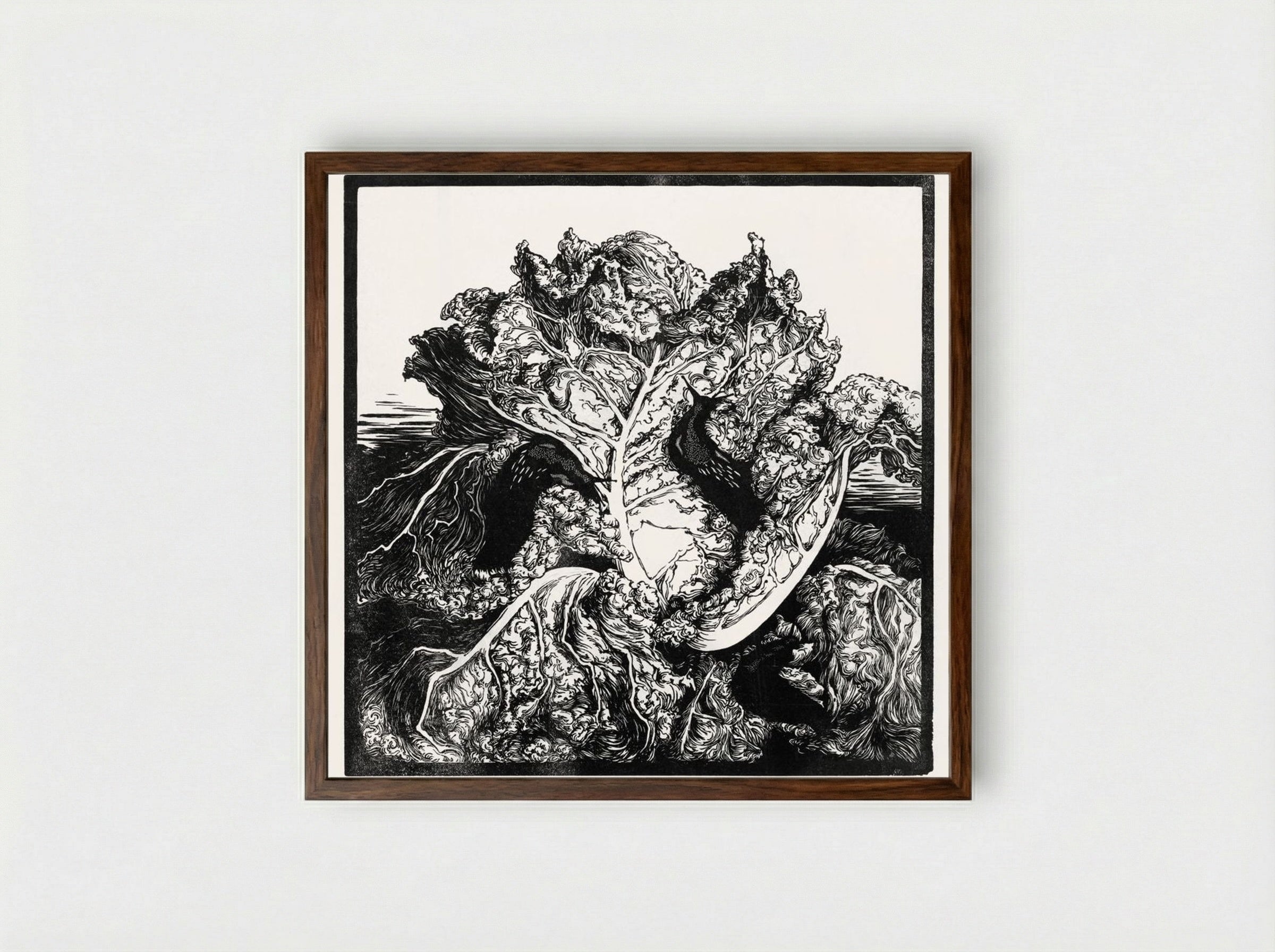 Three Slugs on a Cabbage - Julie de Graag - Framed Print Dark Wood