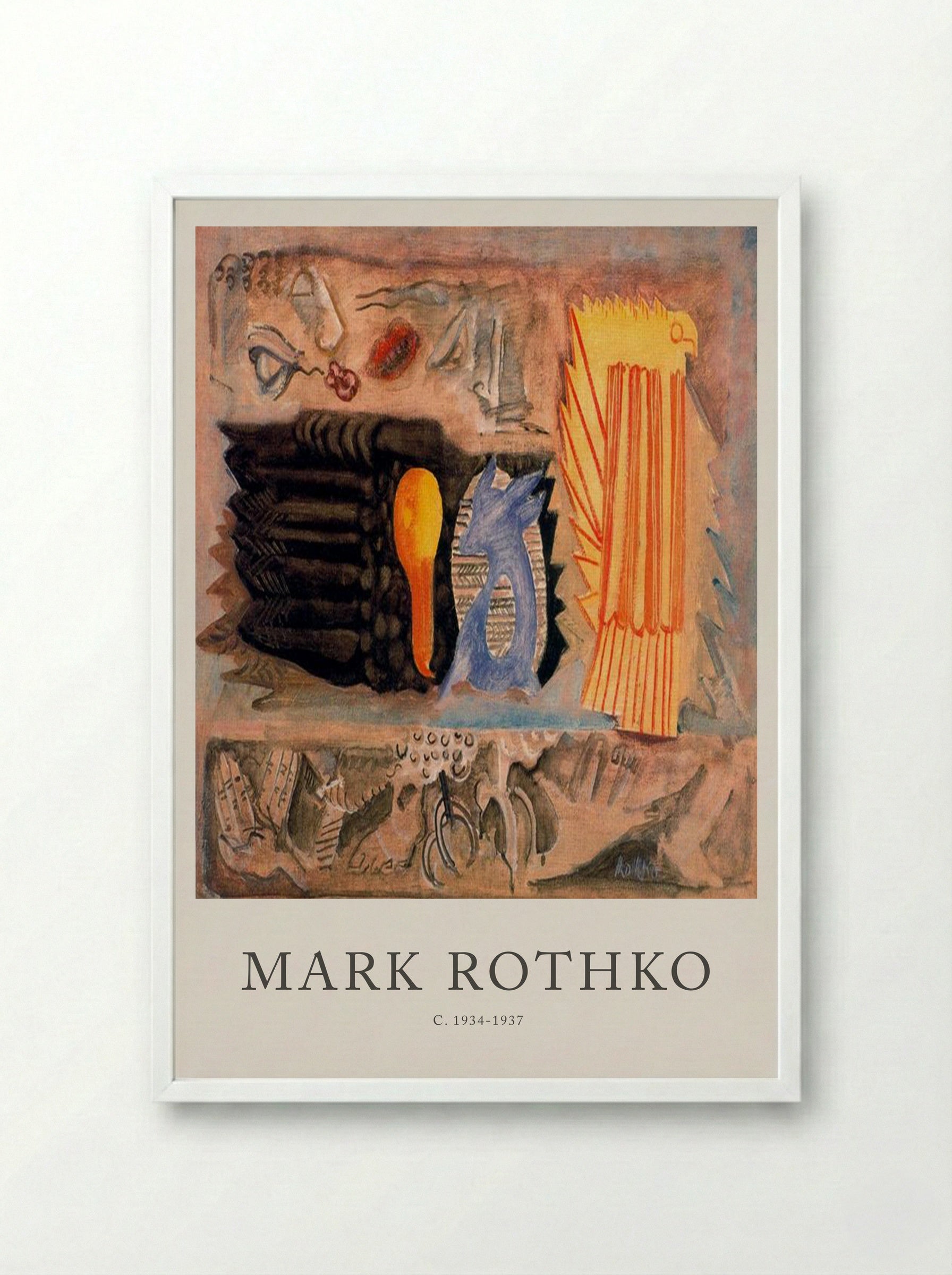 Untitled (Surrealist Composition) - Mark Rothko - Framed Print White
