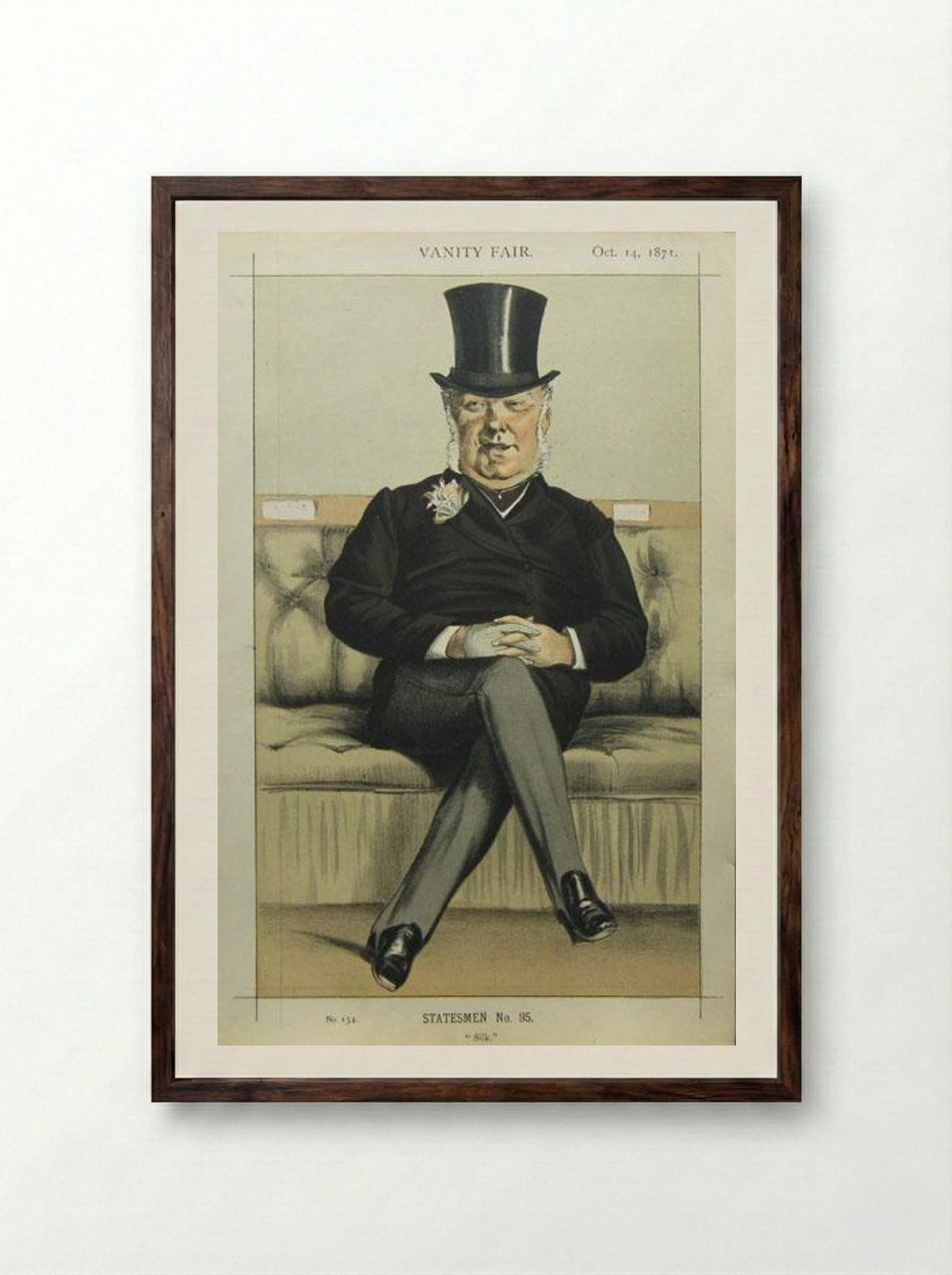 Caricature of Henry William Eaton M.P. - James Tissot - Framed Print Dark Wood