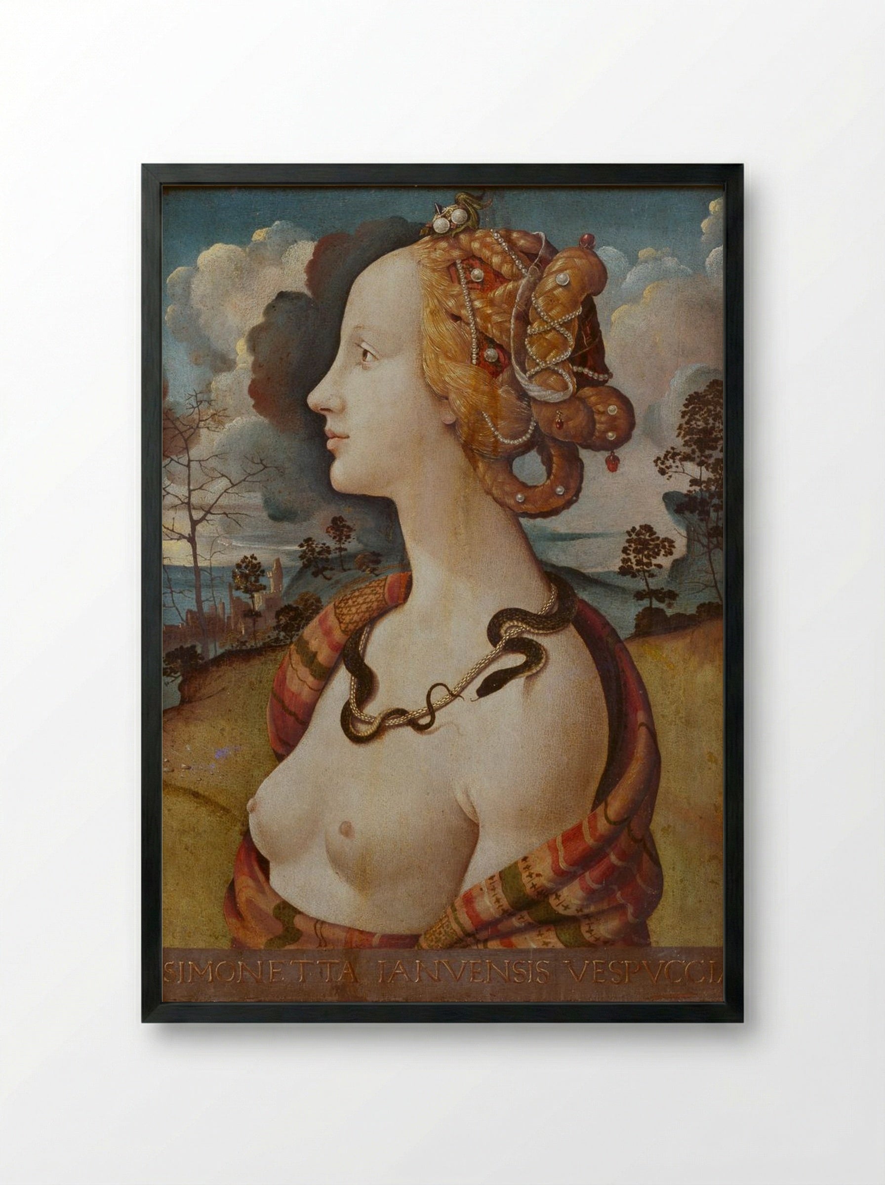 Portrait of Simonetta Vespucci - Piero di Cosimo - Framed Print Black