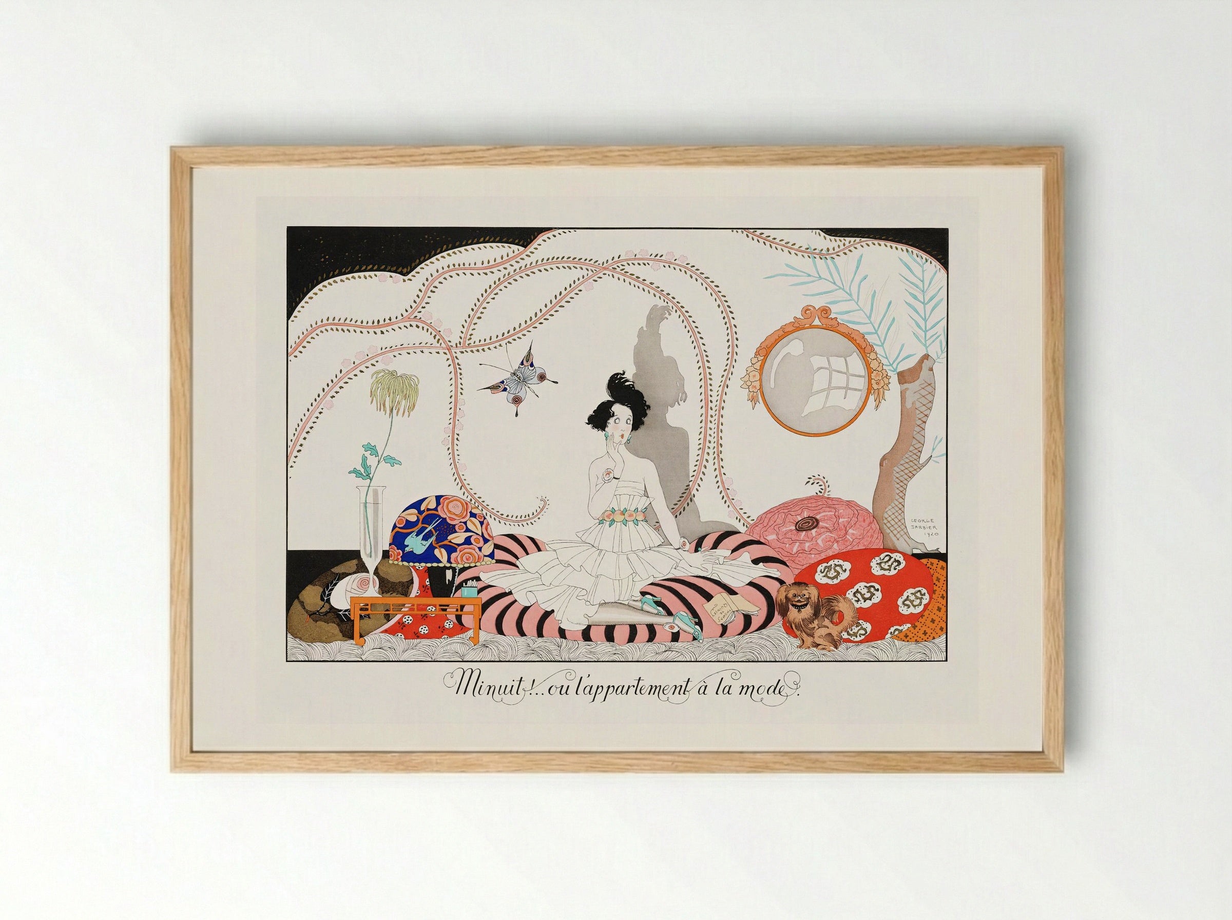 Minuit!...ou l'appartement a la mode. Plate no. 7 - George Barbier - Framed Print Wood