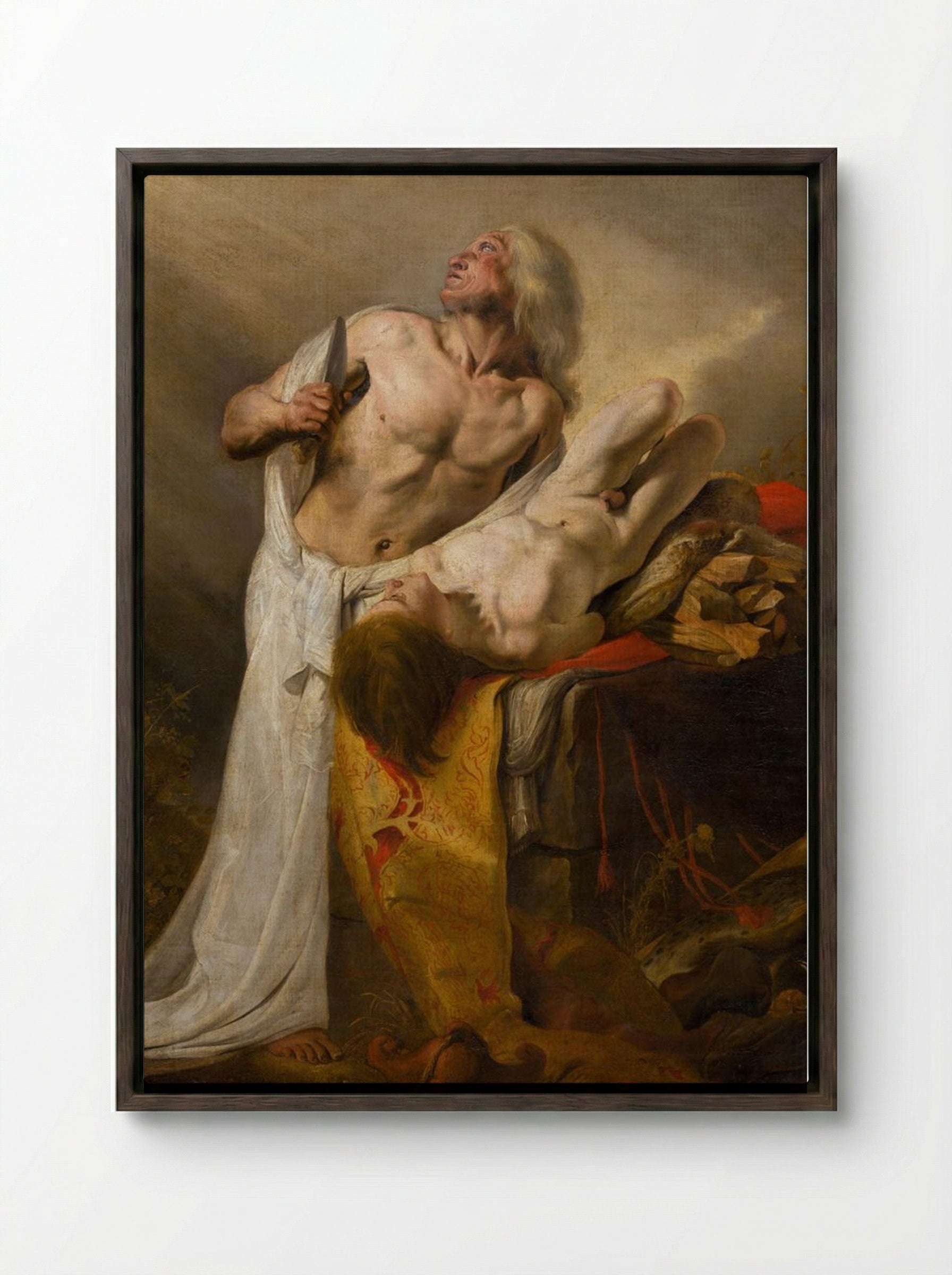 The Sacrifice of Isaac - Pieter de Grebber - Framed Canvas Dark Wood