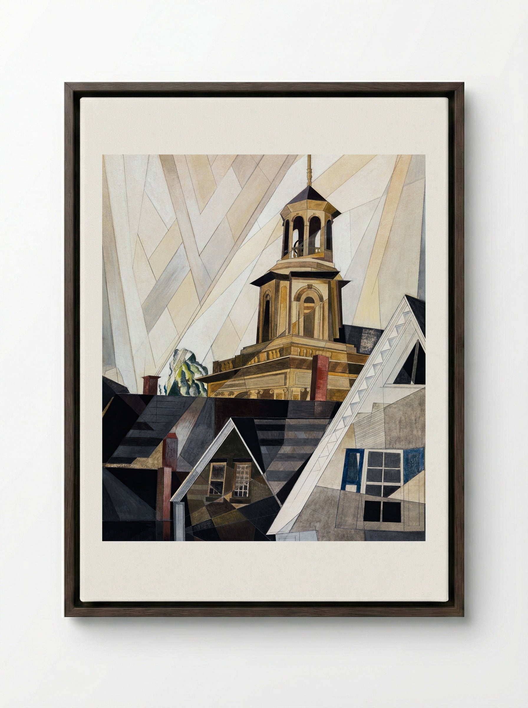 After Sir Christopher Wren (Church Tower) - Charles Demuth - Framed Canvas Dark Wood