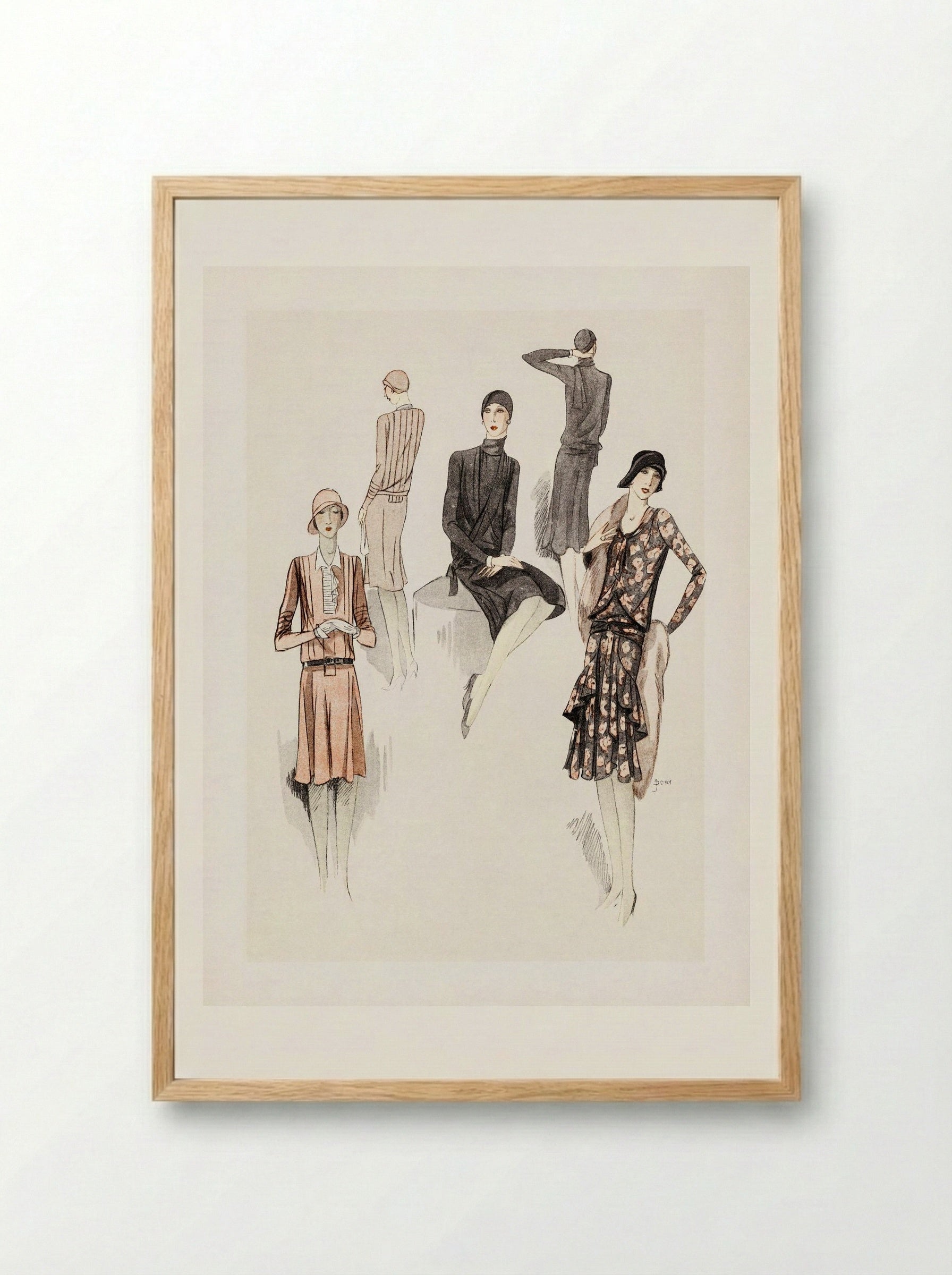 Feuillets de l'Élégance Féminine - Fine Art Print - Framed Print Wood