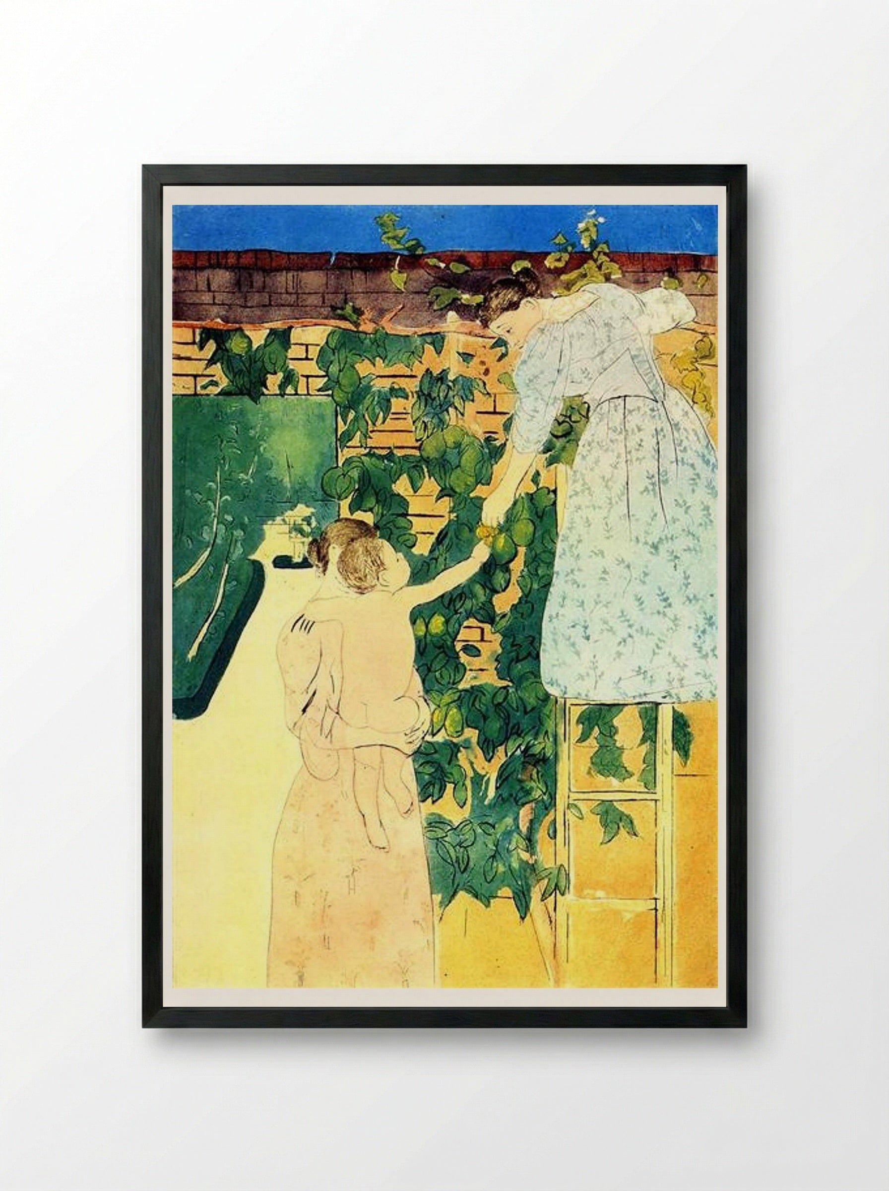 Gathering Fruit - Mary Cassatt - Framed Print Black