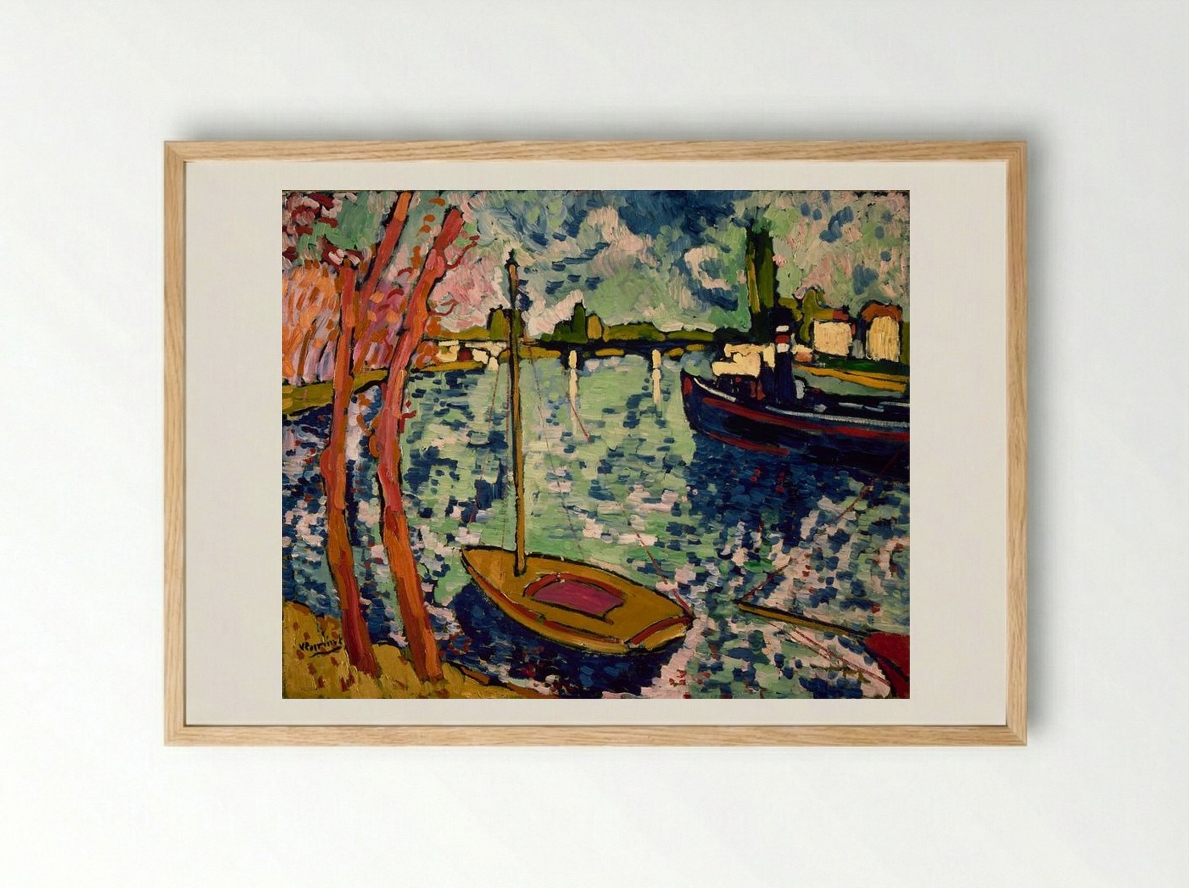 The River Seine at Chatou - Maurice de Vlaminck - Framed Print Wood