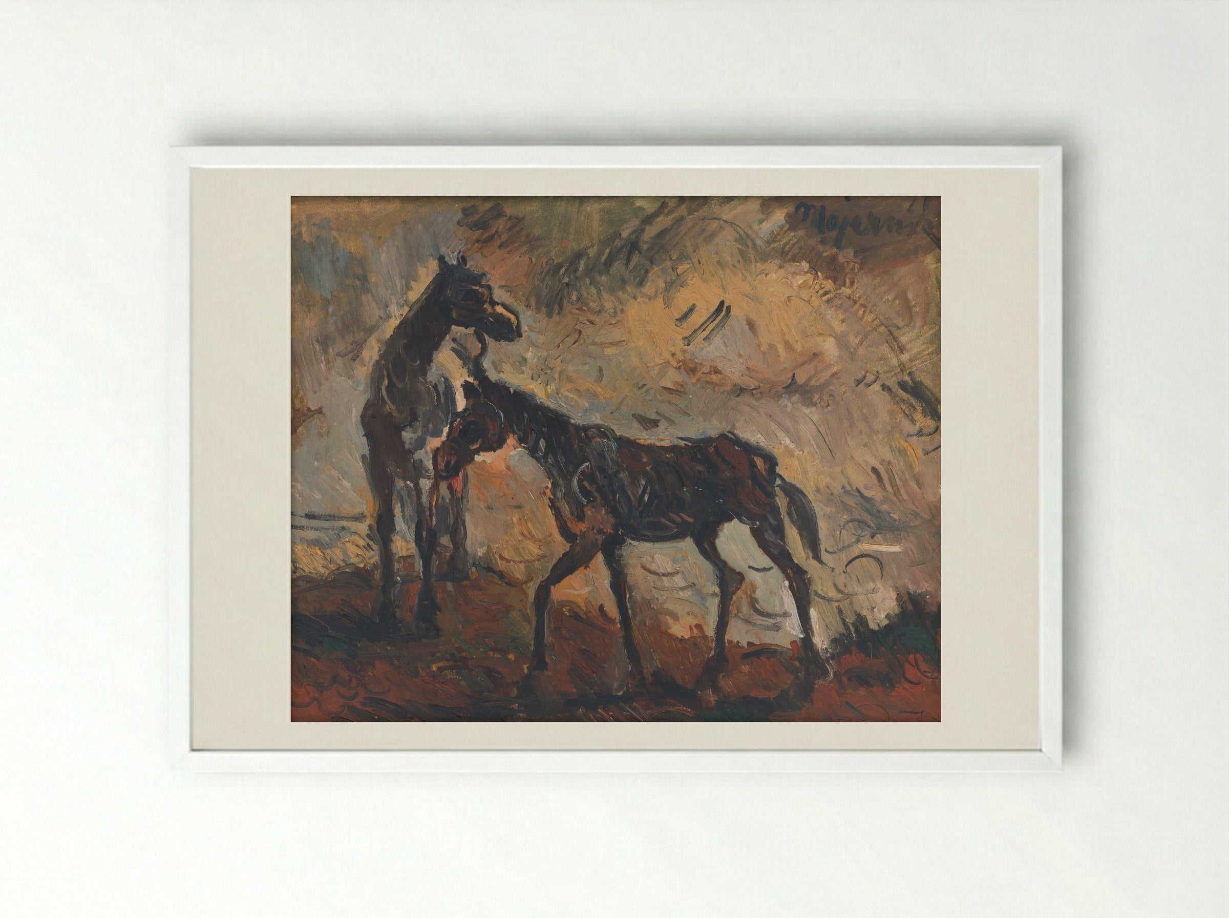 Runaway Horses - Cyprián Majerník - Framed Print White