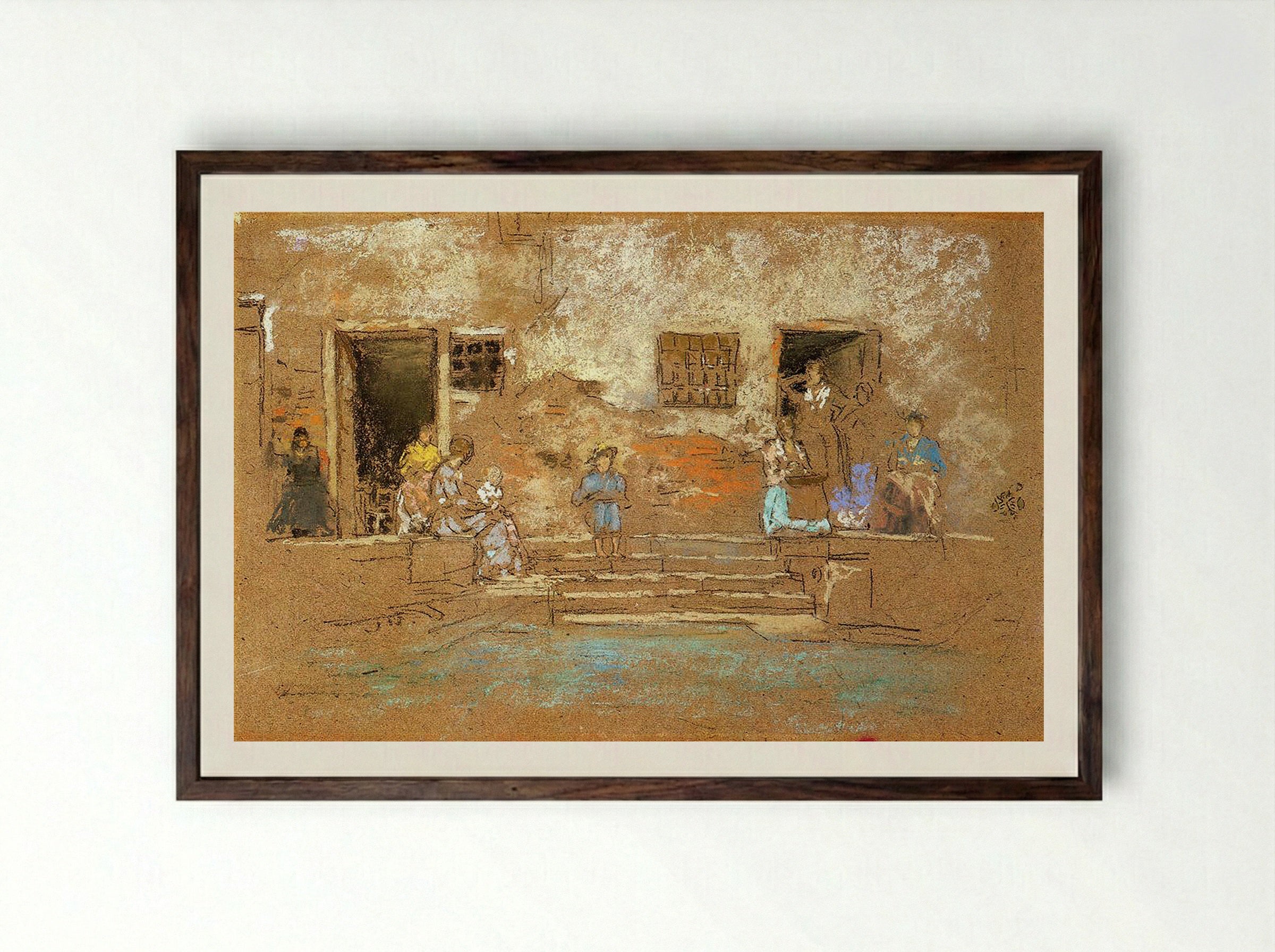 The Steps - Edgar Degas - Framed Print Dark Wood