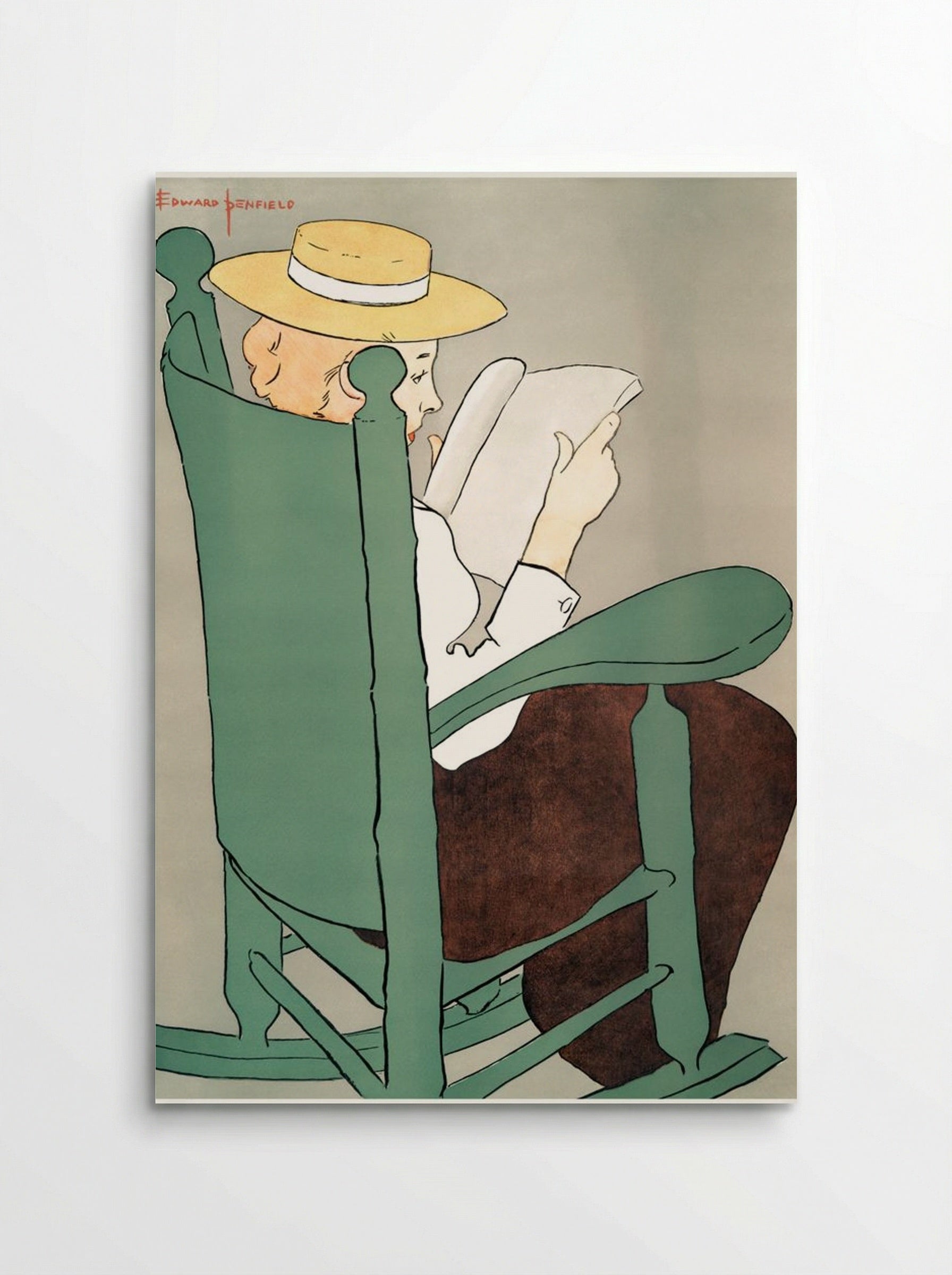 Woman Reading in a Rocking Chair - Edward Penfield - Poster