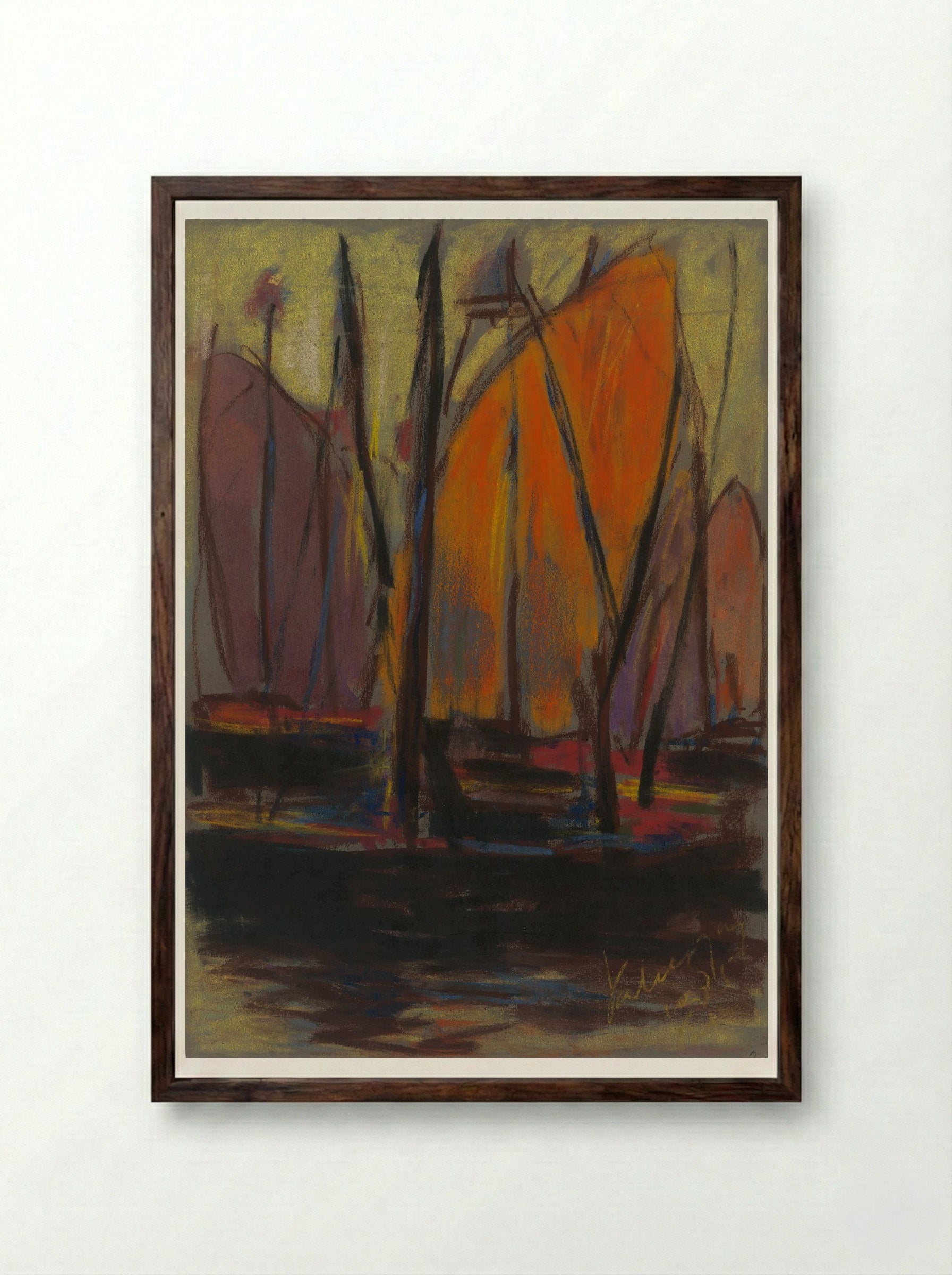 At the Port - Zolo Palugyay - Framed Print Dark Wood
