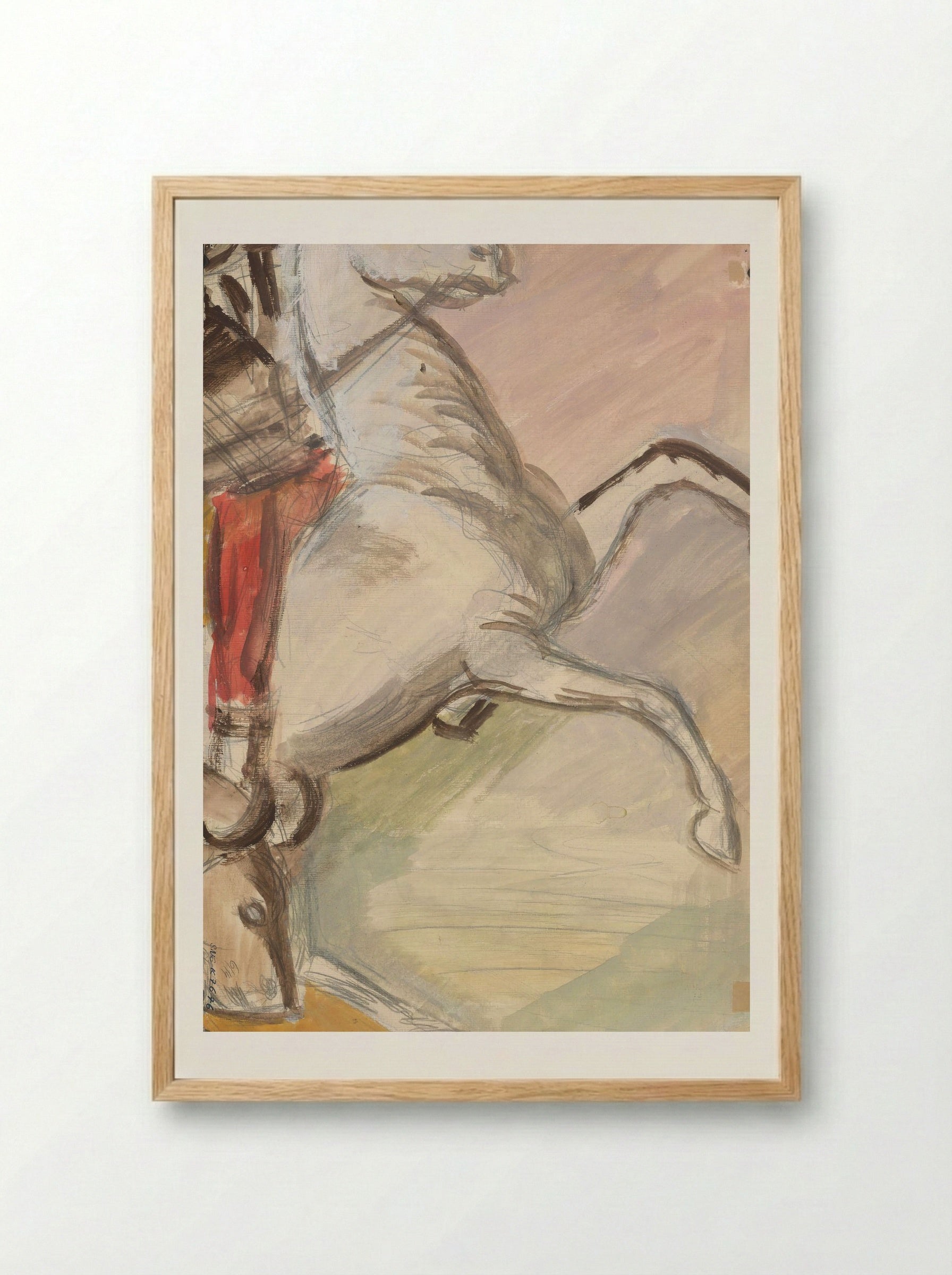 Study of a Horse and Rider - Cyprián Majerník - Framed Print Wood