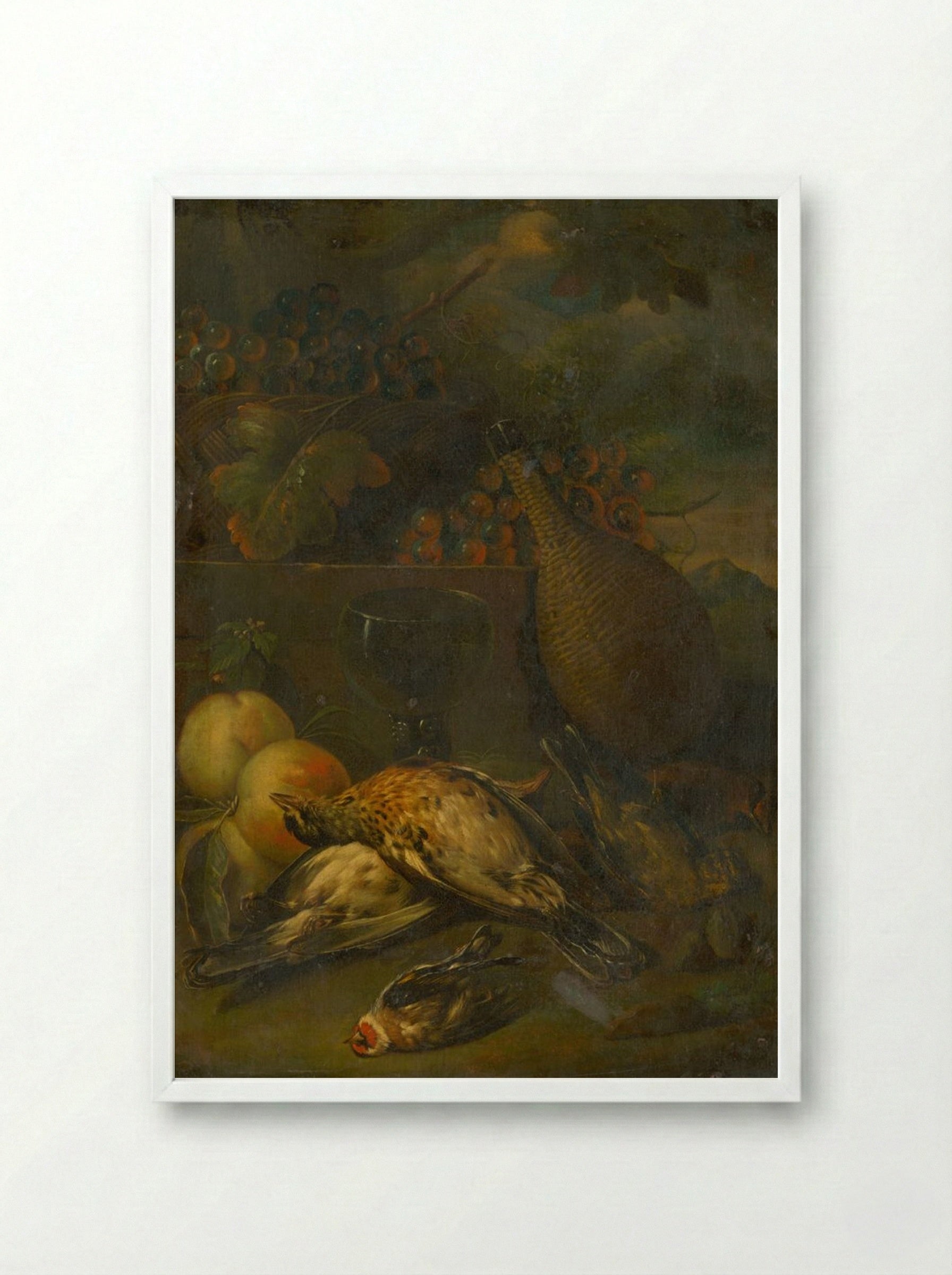 Still Life with Fieldfares - Fine Art Print - Framed Print White