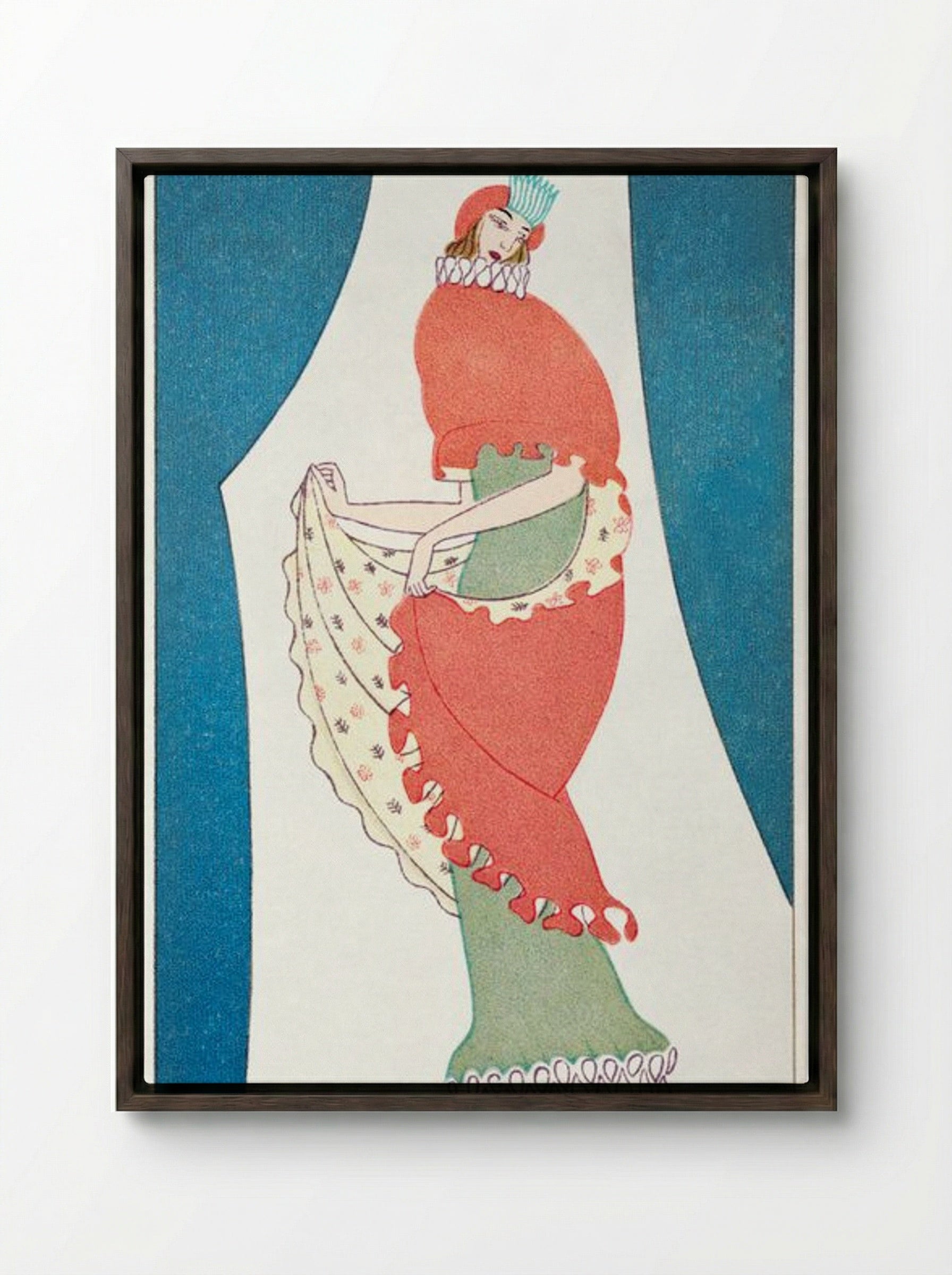 Woman in a Tubular Dress - Otto Friedrich Carl Lendecke - Framed Canvas Dark Wood