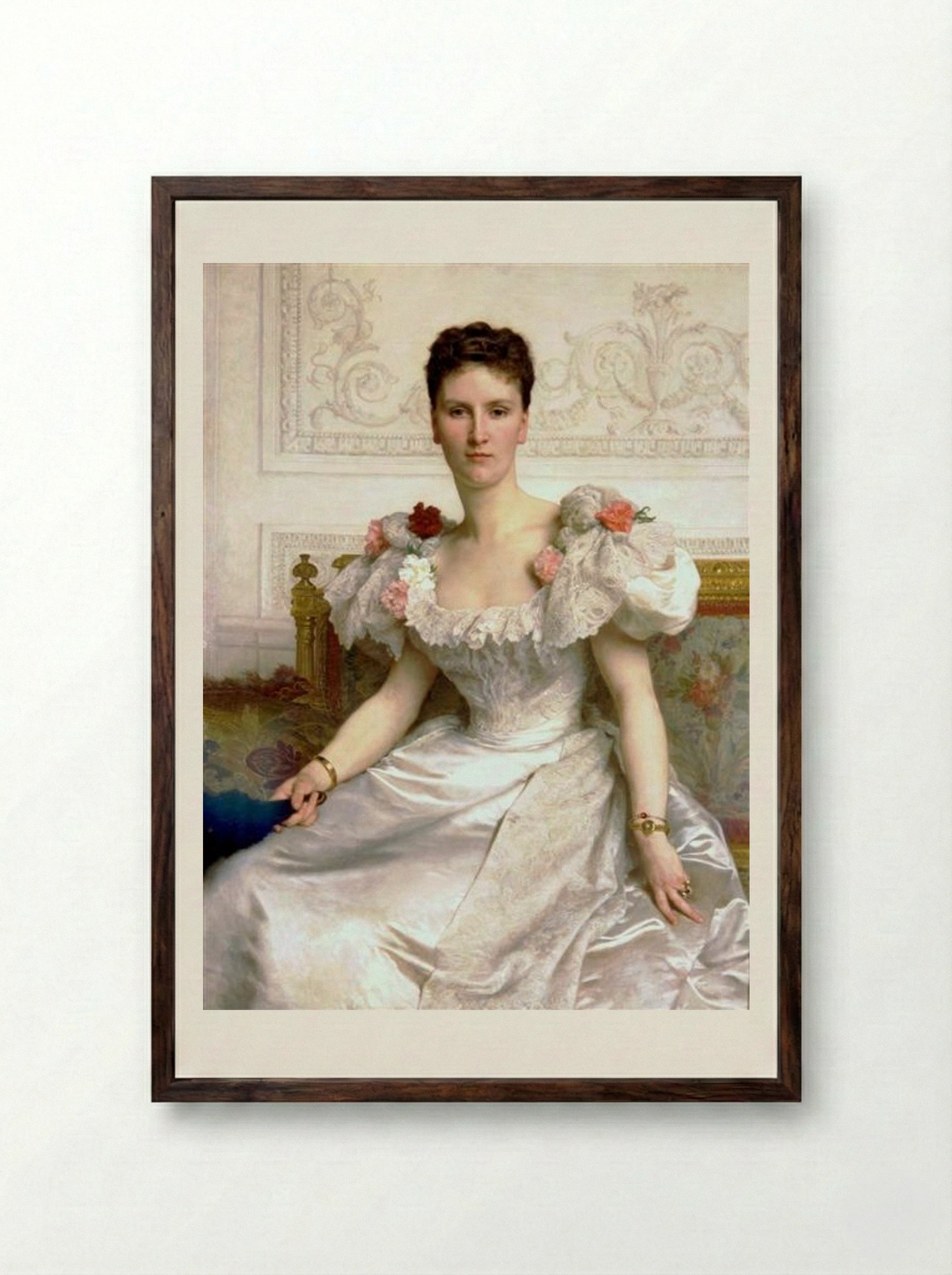 Madame la Comtesse de Cambacérès - William-Adolphe Bouguereau - Framed Print Dark Wood