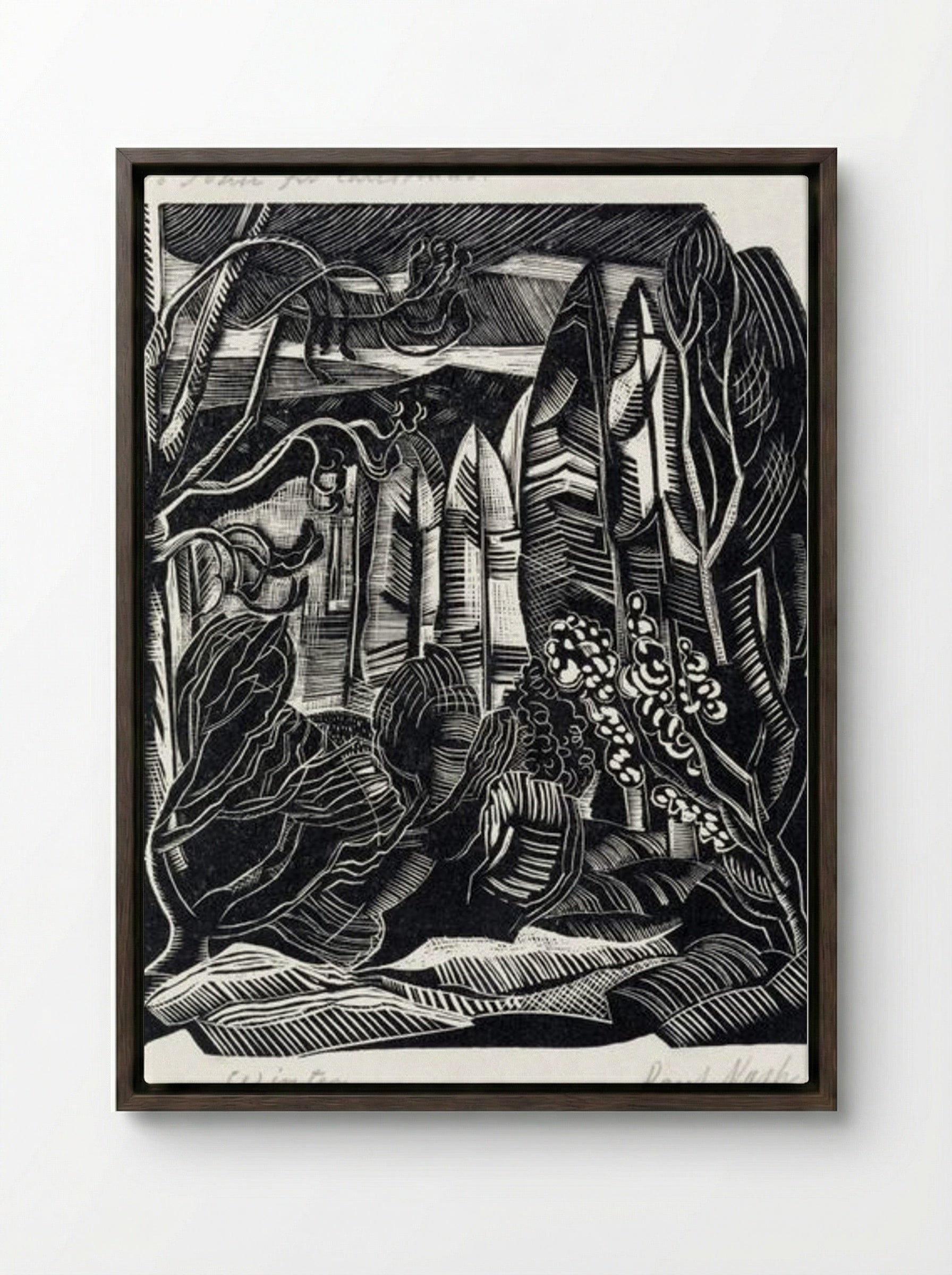 Winter, Hampden - Paul Nash - Framed Canvas Dark Wood