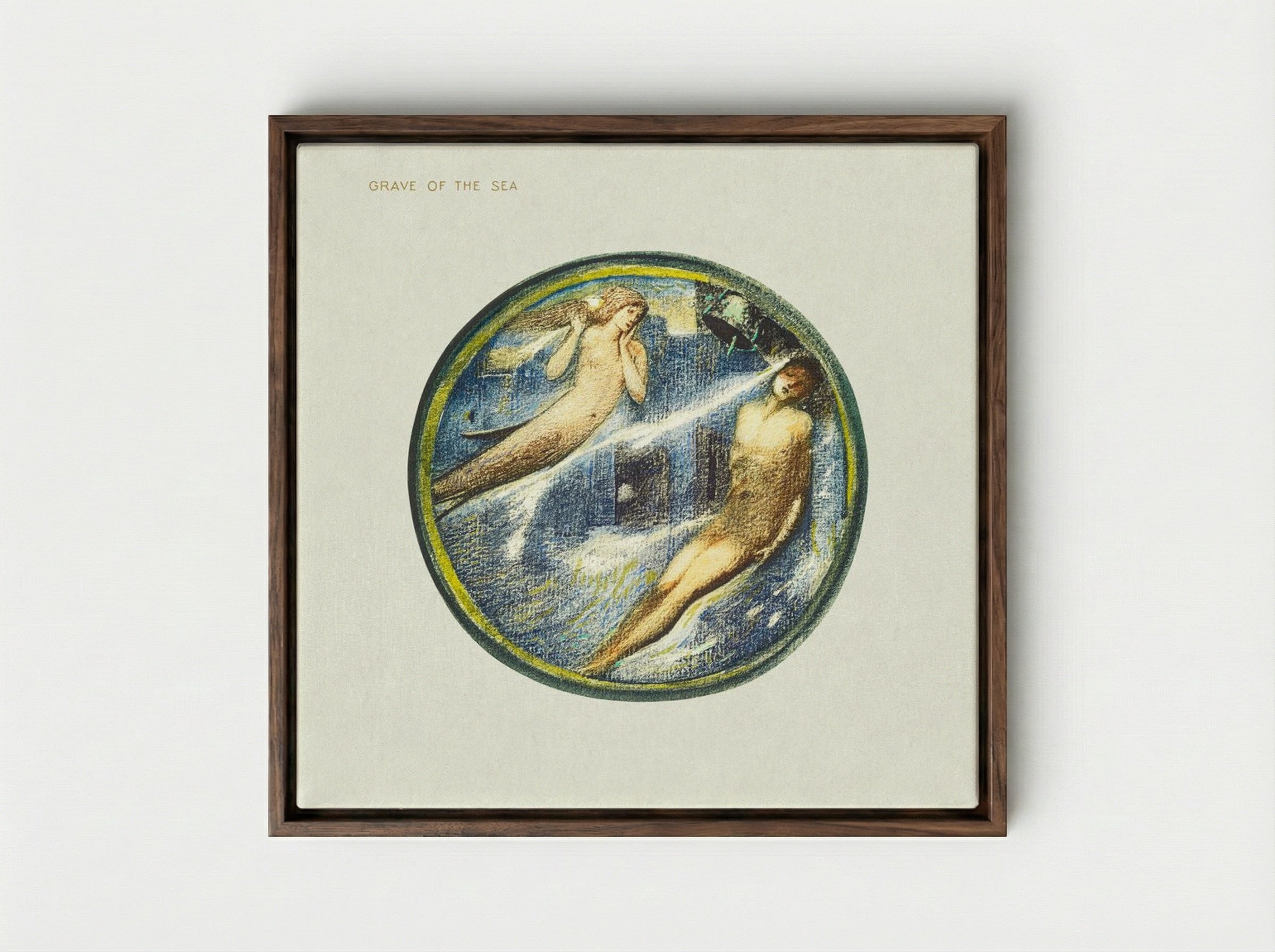 Grave of the Sea, from The Flower Book - Edward Burne-Jones - Framed Canvas Dark Wood