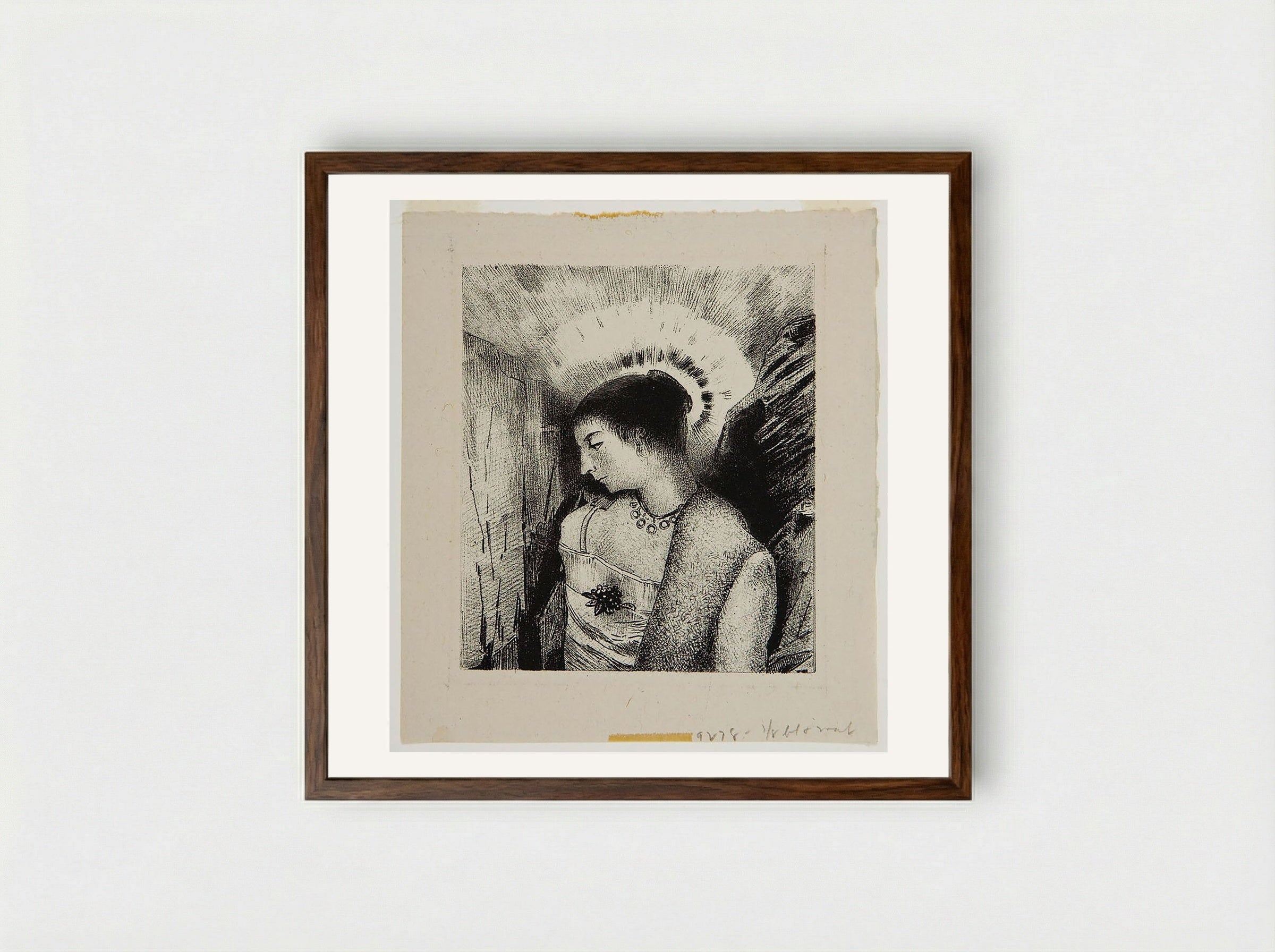 Behold the Good Goddess, the Idaean Mother of the Mountains - Odilon Redon - Framed Print Dark Wood
