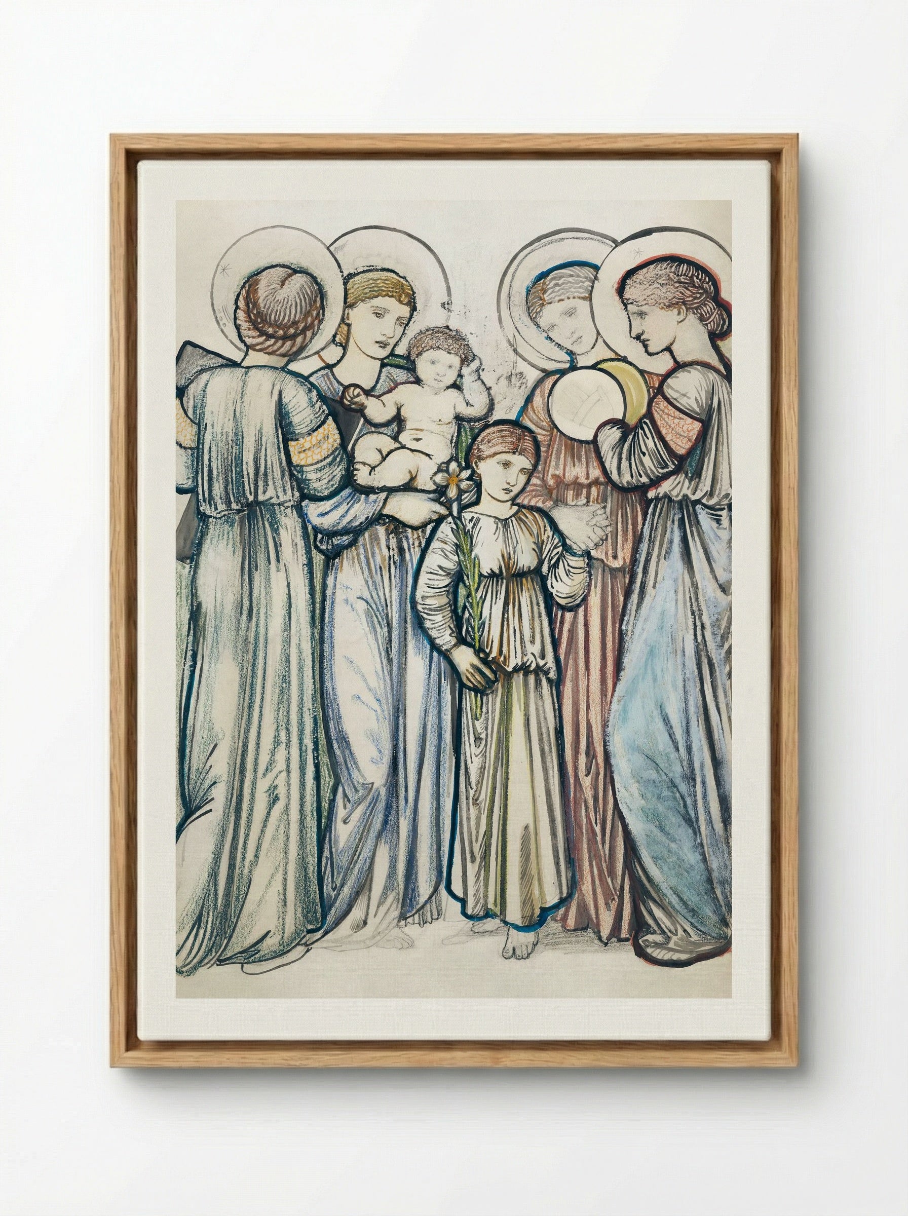 Angels and Children - Edward Burne-Jones - Framed Canvas Wood