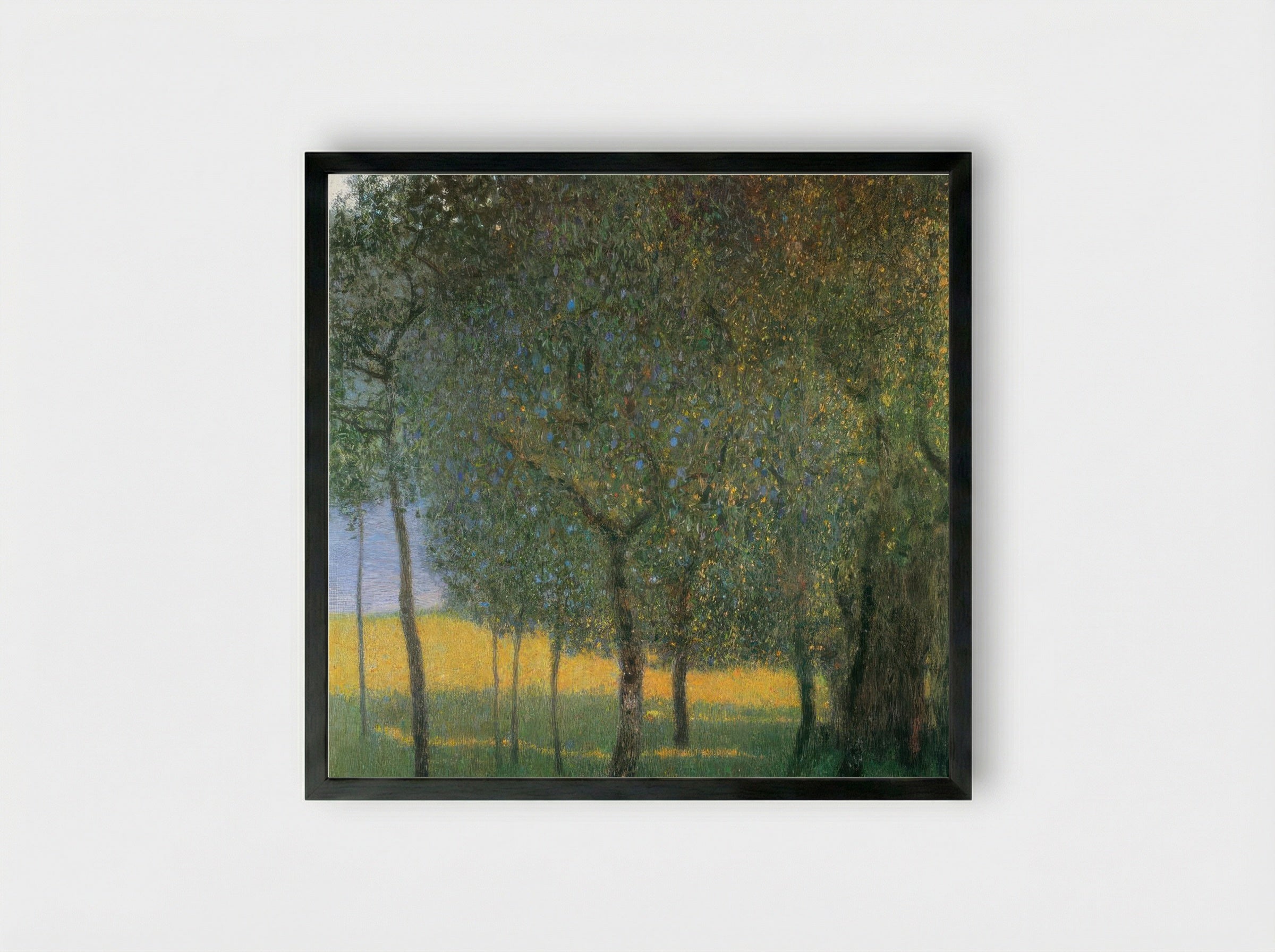 Fruit Trees by Henri Rousseau – Naïve Art Orchard Landscape Print - Framed Print Black