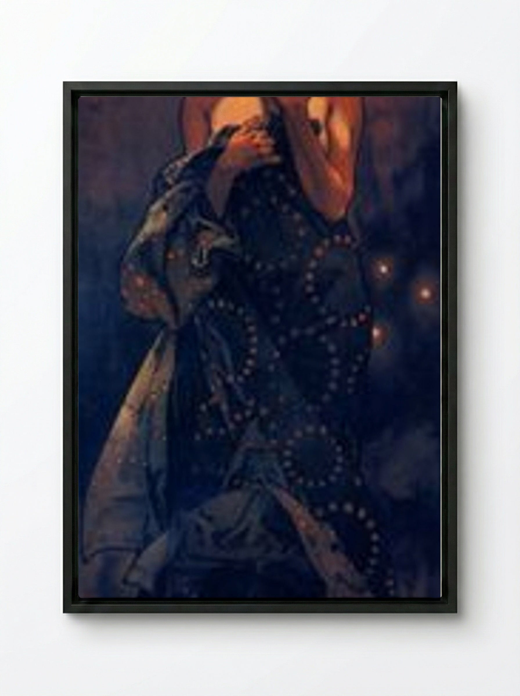 The Evening Star - Alfons Mucha - Framed Canvas Black