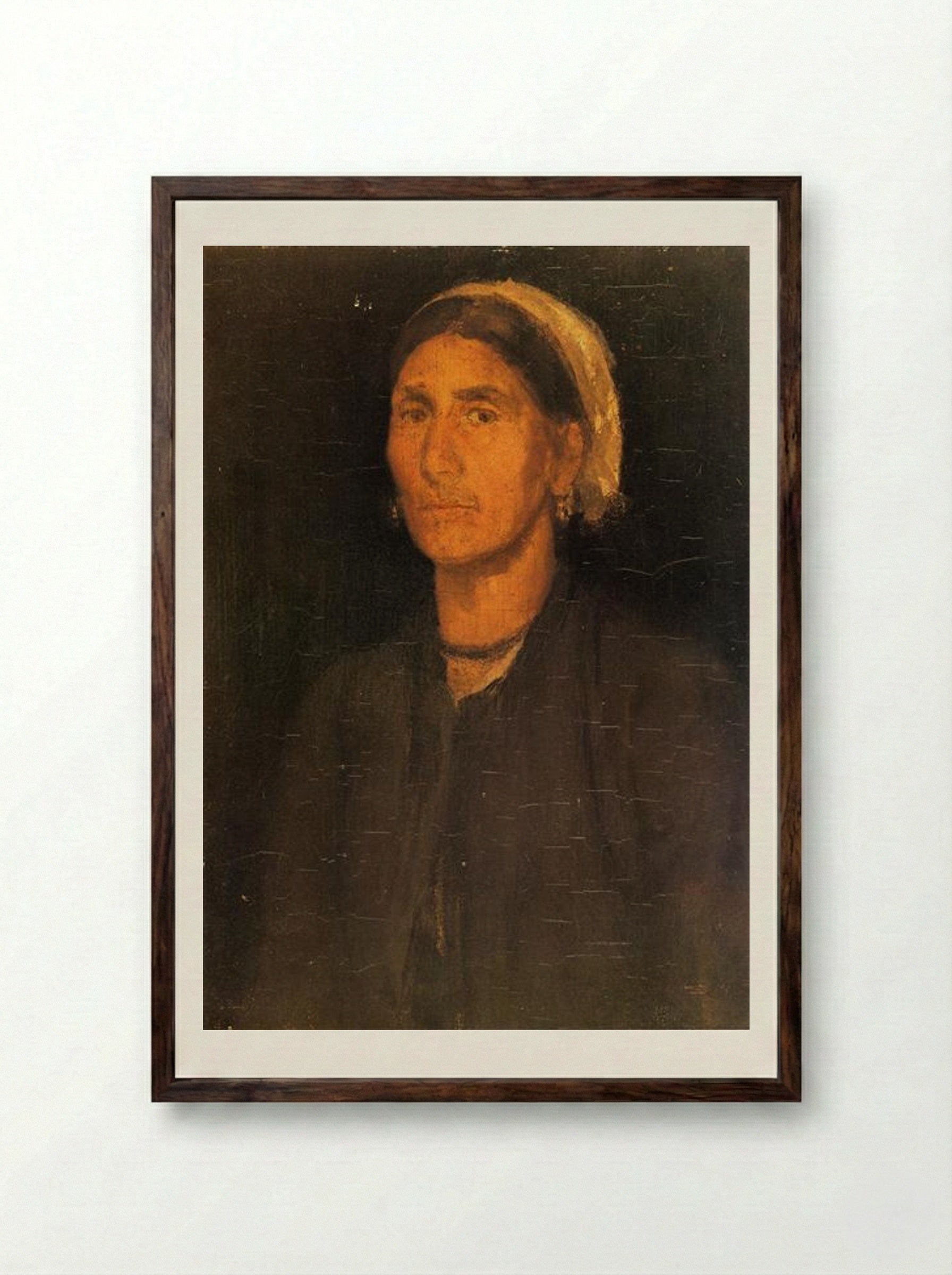 Head of a Peasant Woman - James McNeill Whistler - Framed Print Dark Wood