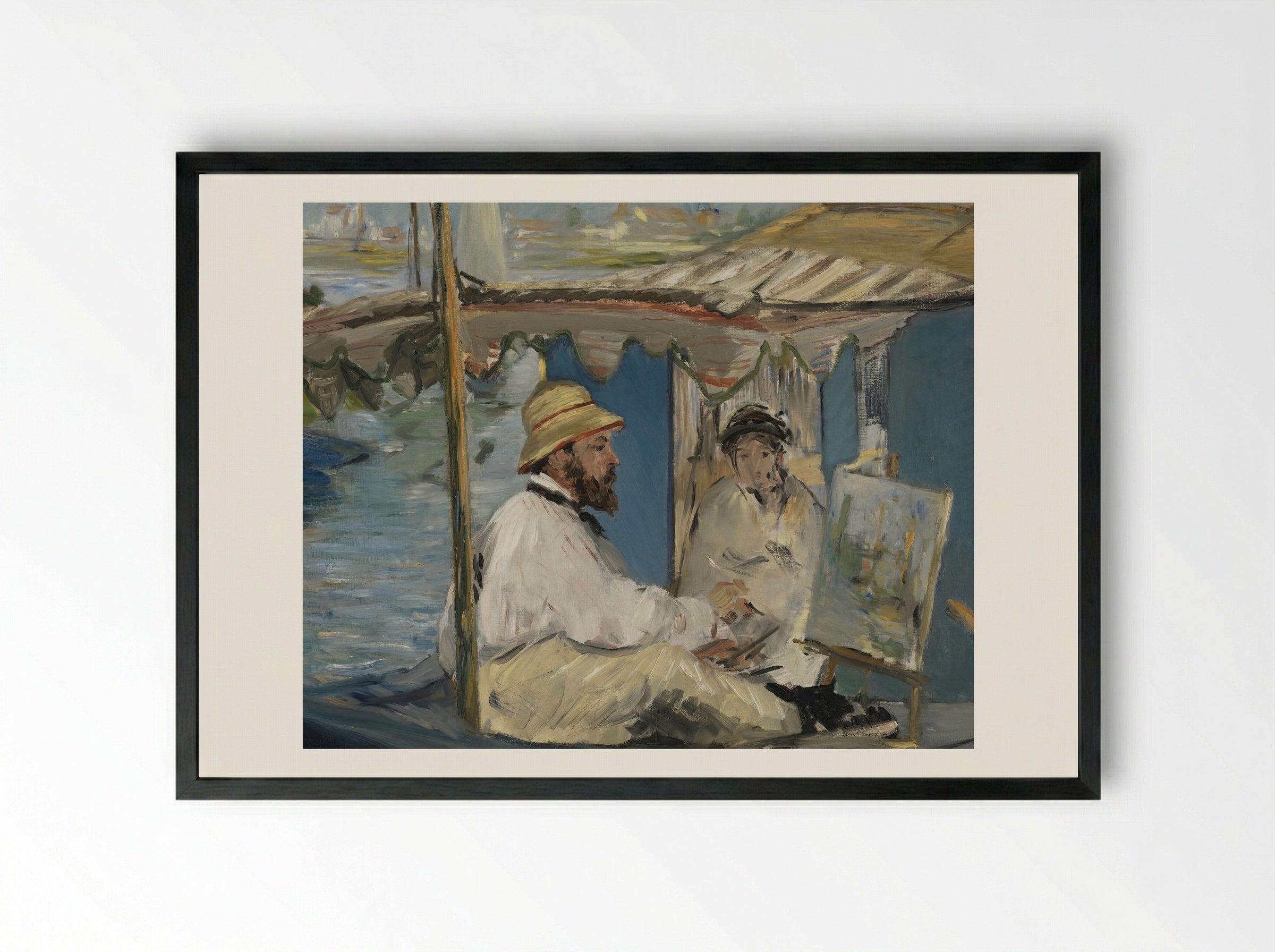 Claude Monet Painting in his Studio - Édouard Manet - Framed Print Black