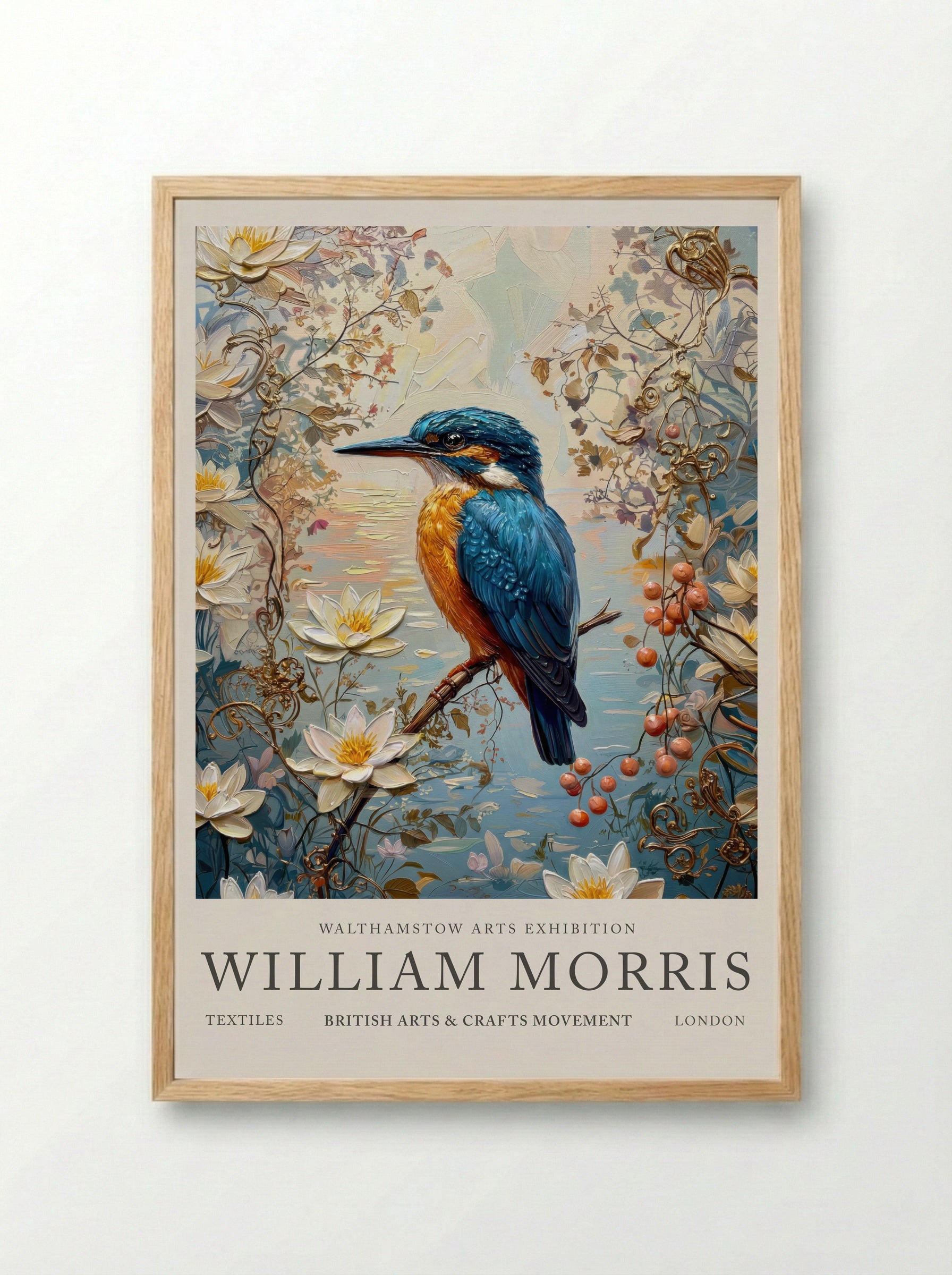 Kingfisher Calm - William Morris - Framed Print Wood