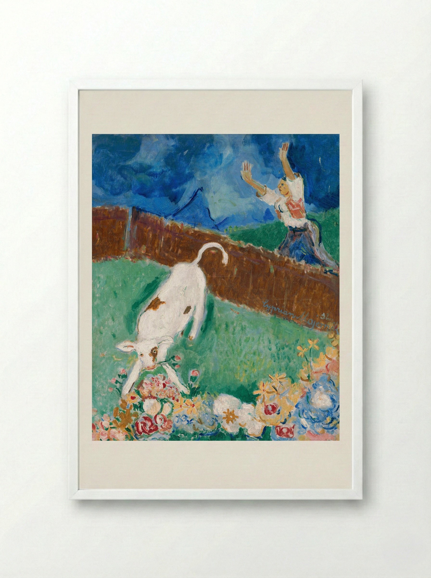 Calf - Cyprián Majerník - Framed Print White