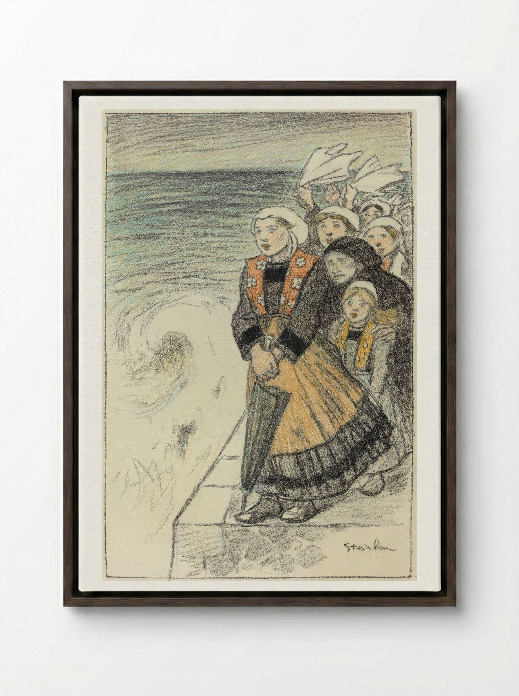 Sailors' Wives - Théophile Alexandre Steinlen - Framed Canvas Dark Wood