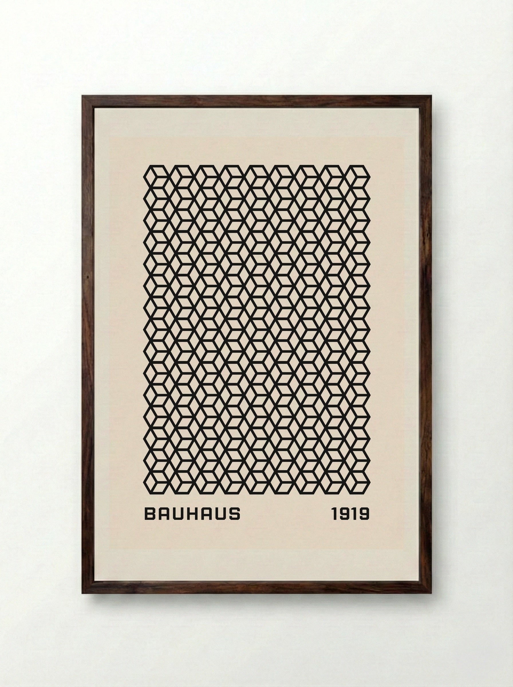 Bauhaus Isometric Grid 1919 - Framed Print Dark Wood