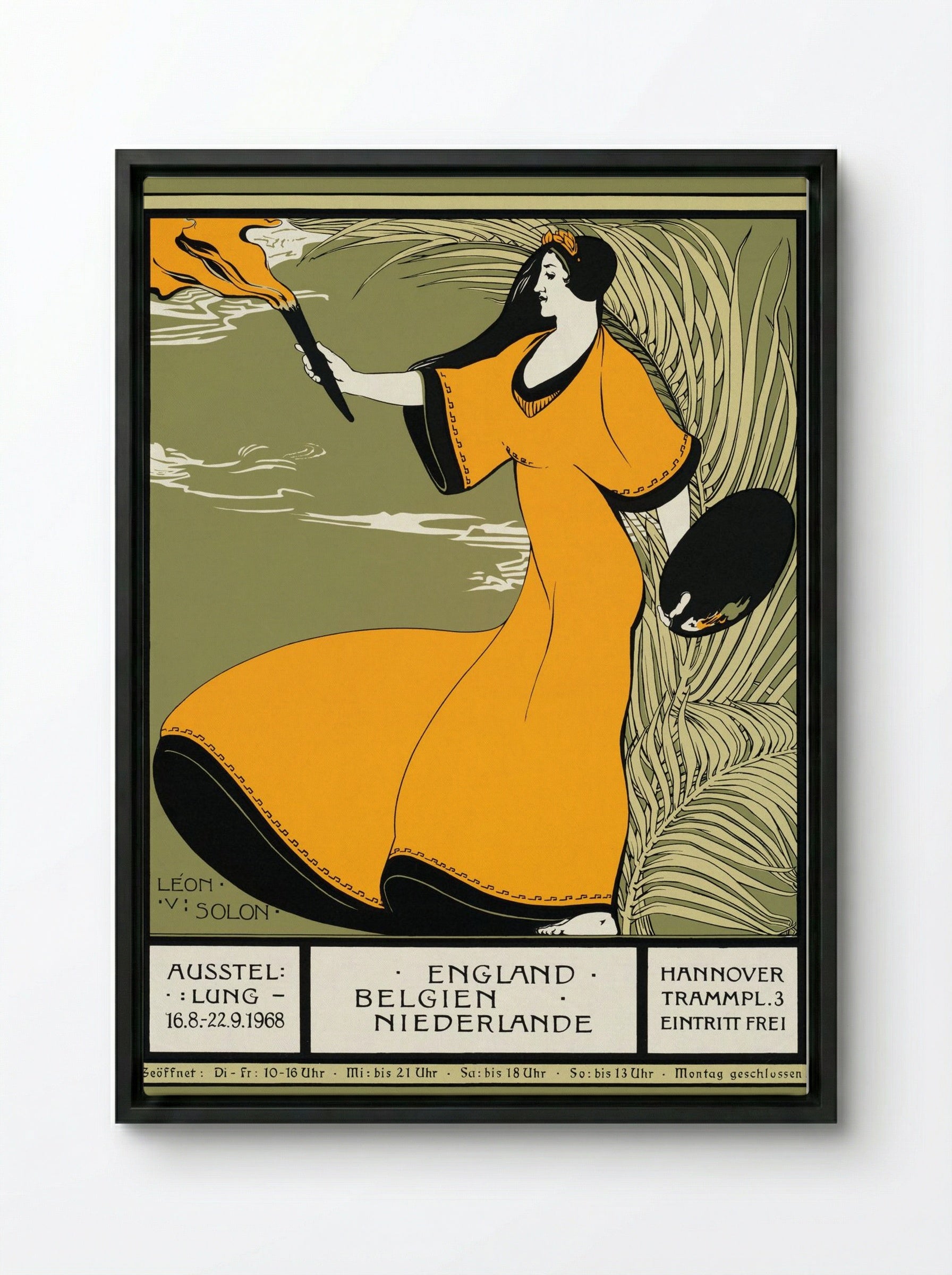 Exposition Poster, Hannover - Léon-Victor Solon - Framed Canvas Black