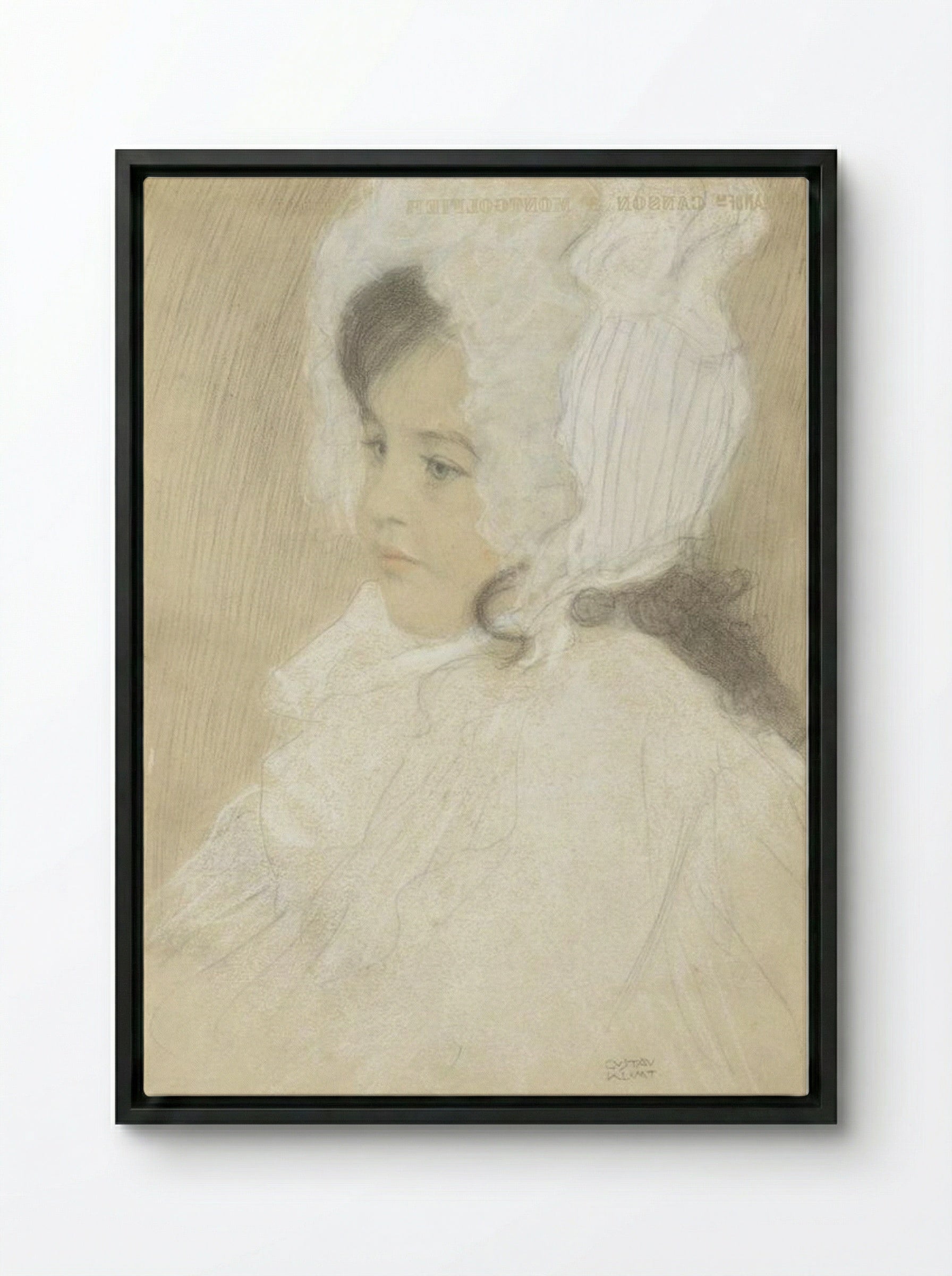Portrait of a Child, Marie Moll - Gustav Klimt - Framed Canvas Black