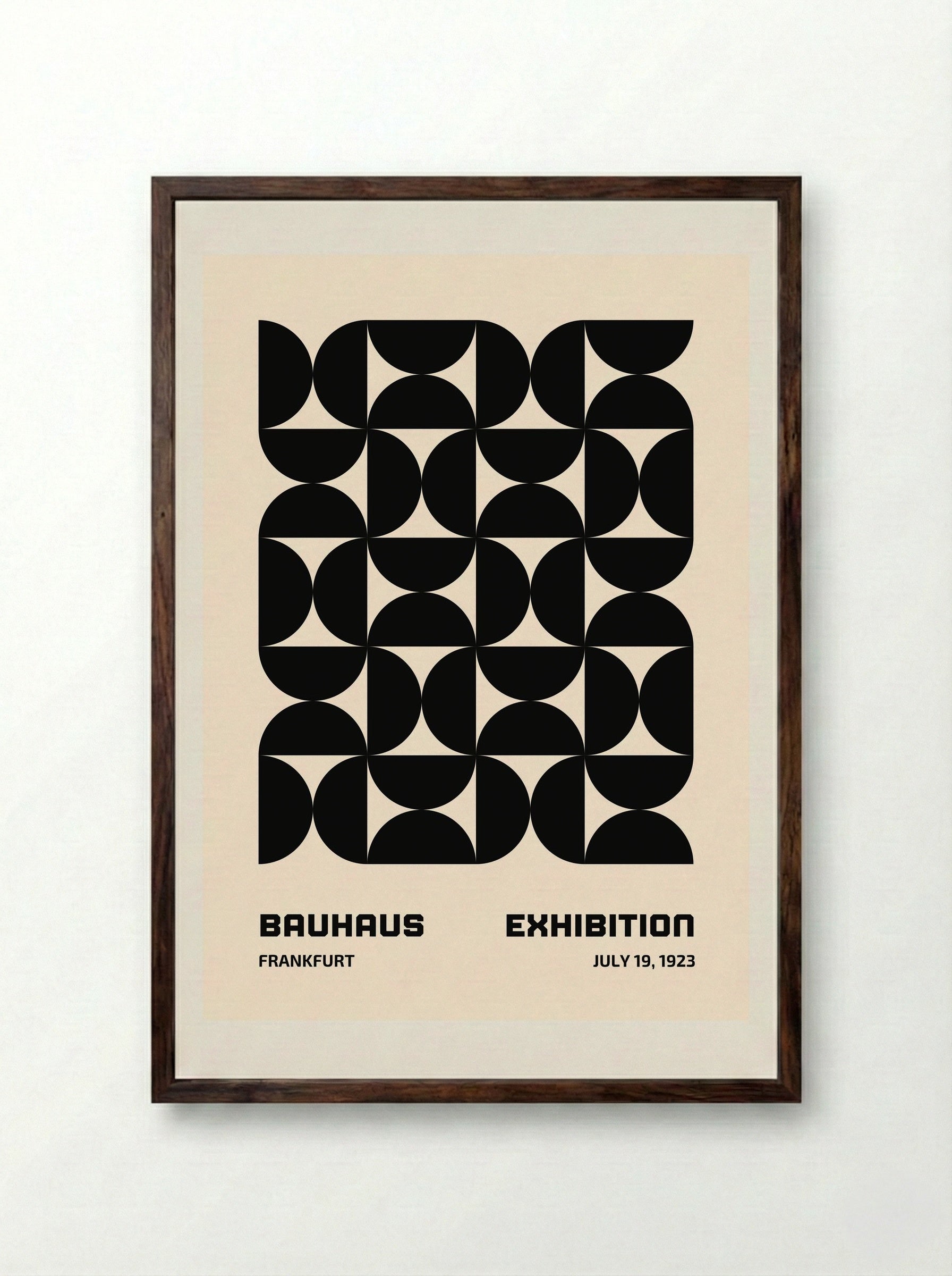 Bauhaus Modular Geometry - Black Edition (1923 Frankfurt) - Framed Print Dark Wood