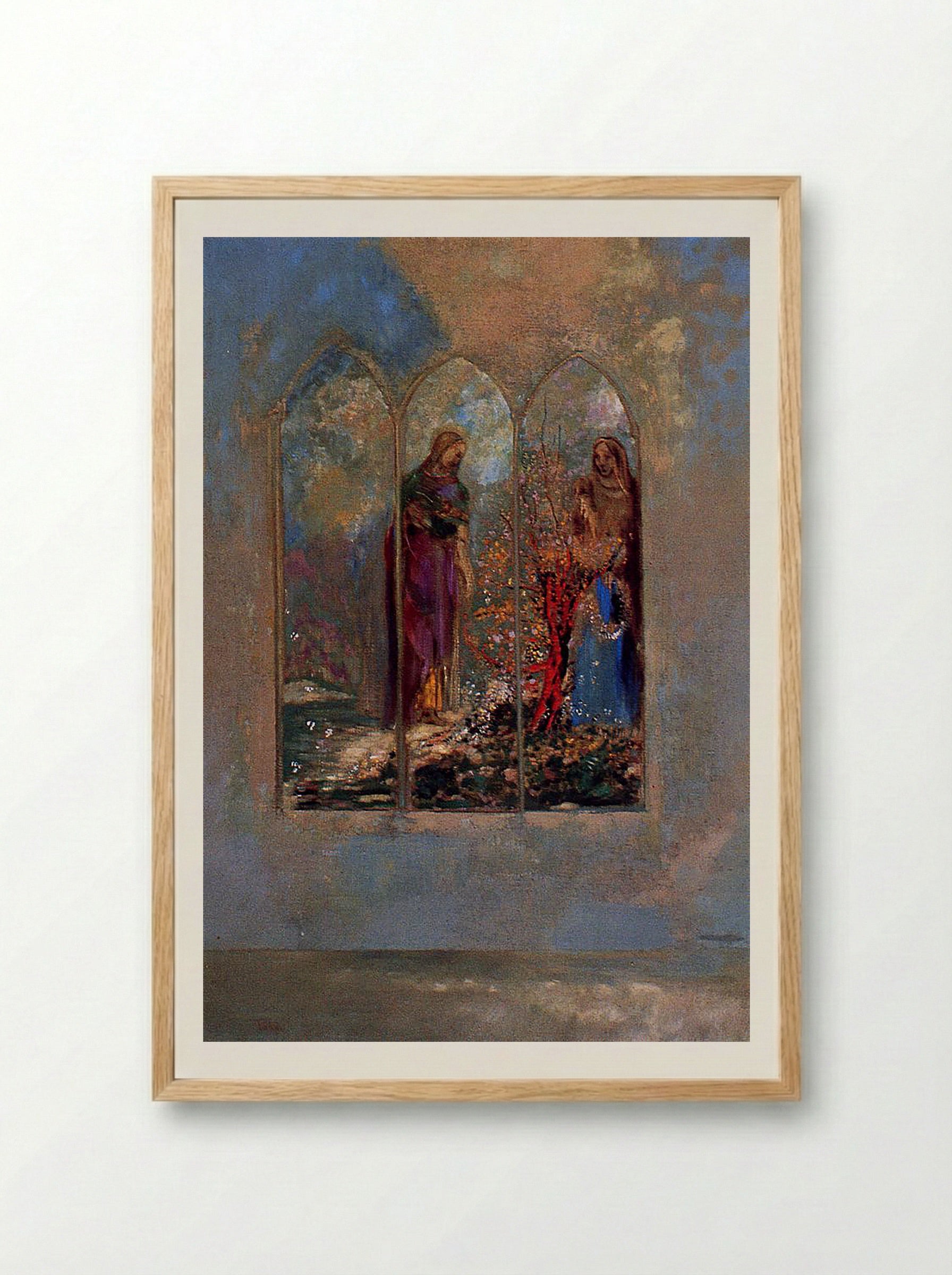 Figures in a Triptych Window - Fine Art Print - Framed Print Wood