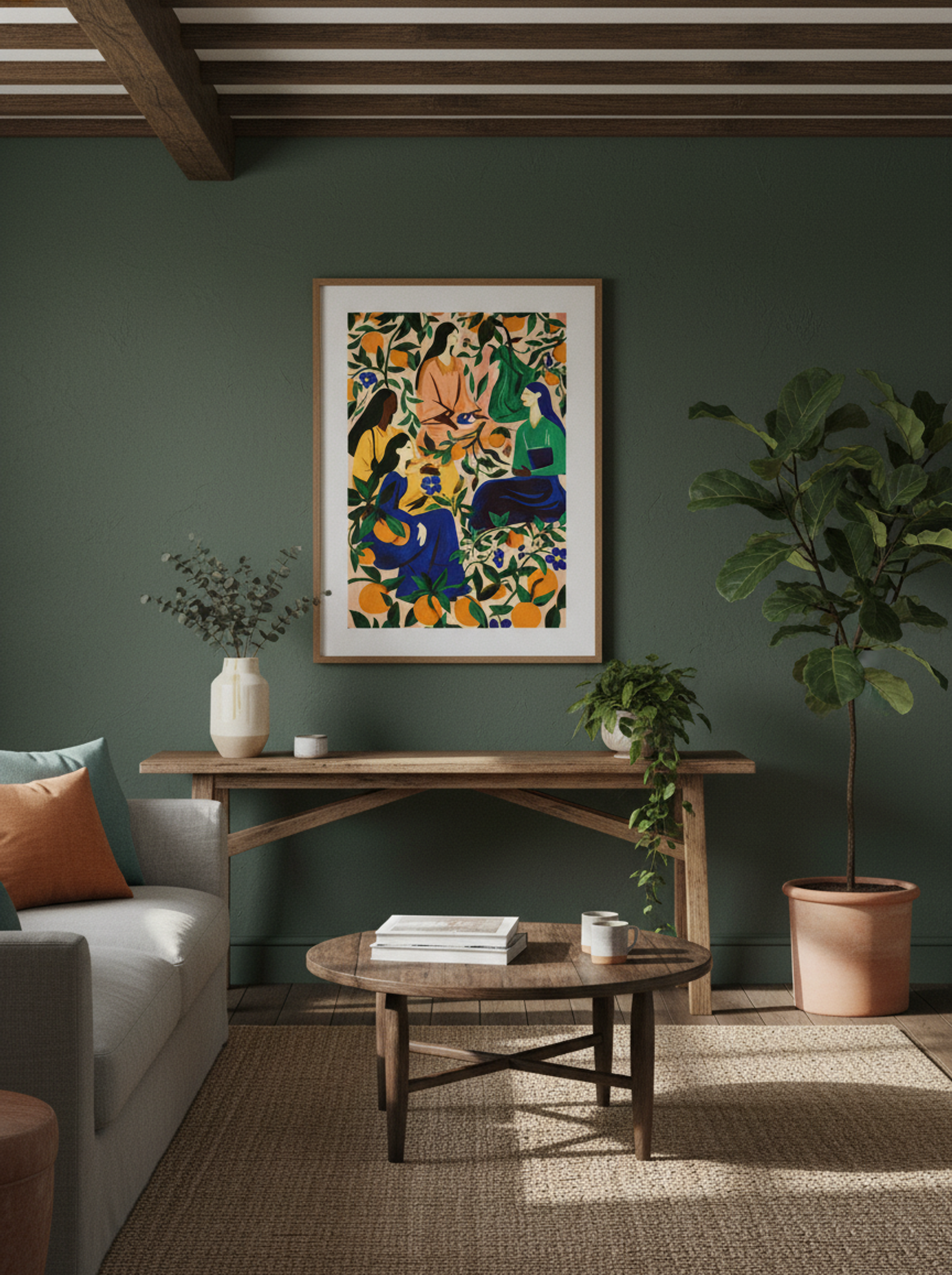 Orange Grove Gathering Botanical Portrait Print - Lifestyle