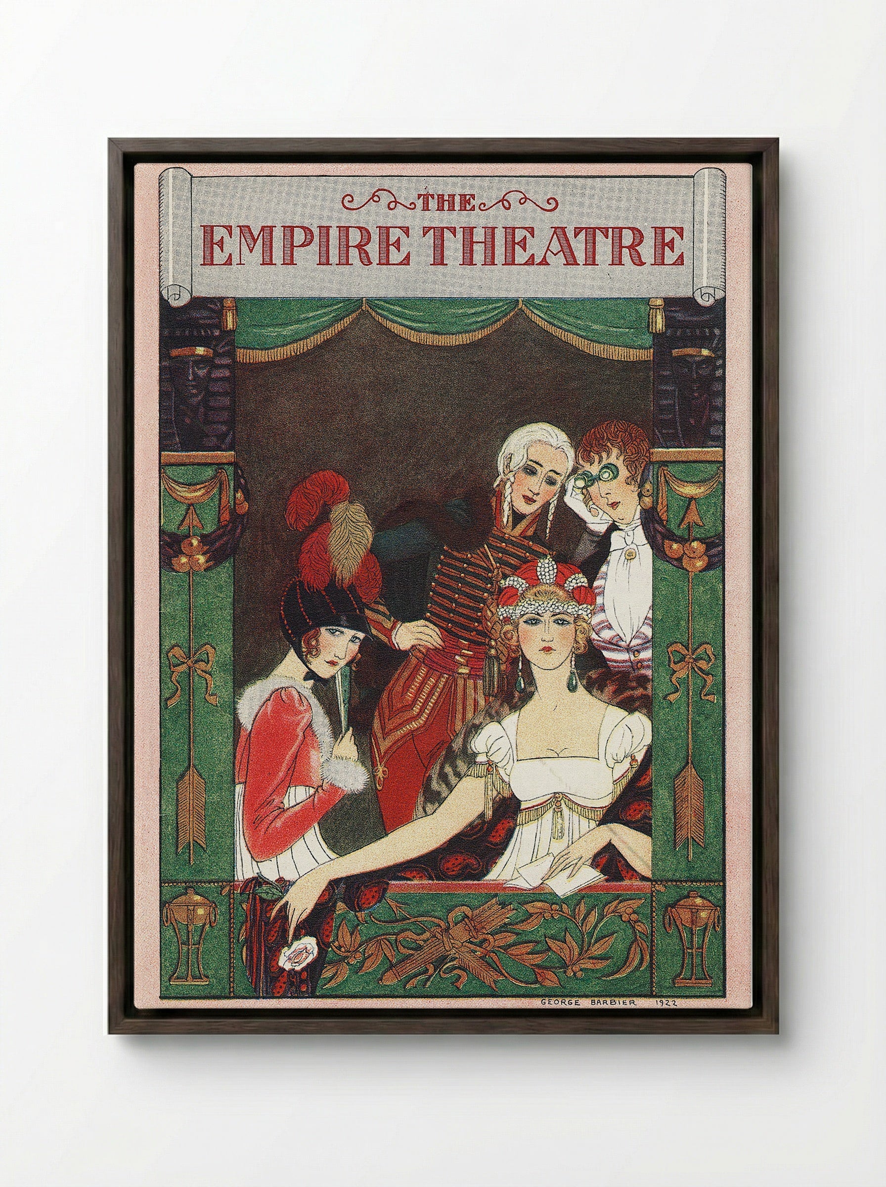 The Empire Theatre - George Barbier - Framed Canvas Dark Wood