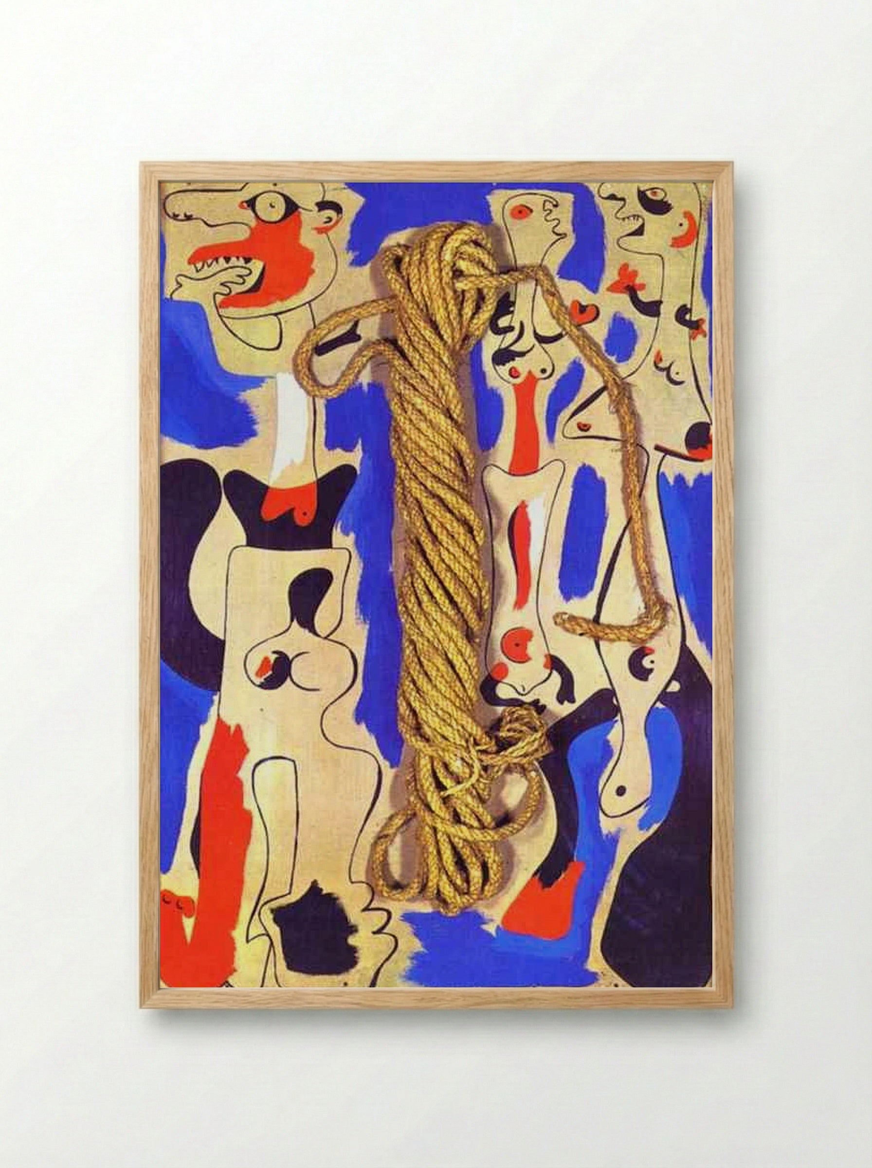 Rope and People I - Joan Miró - Framed Print Wood