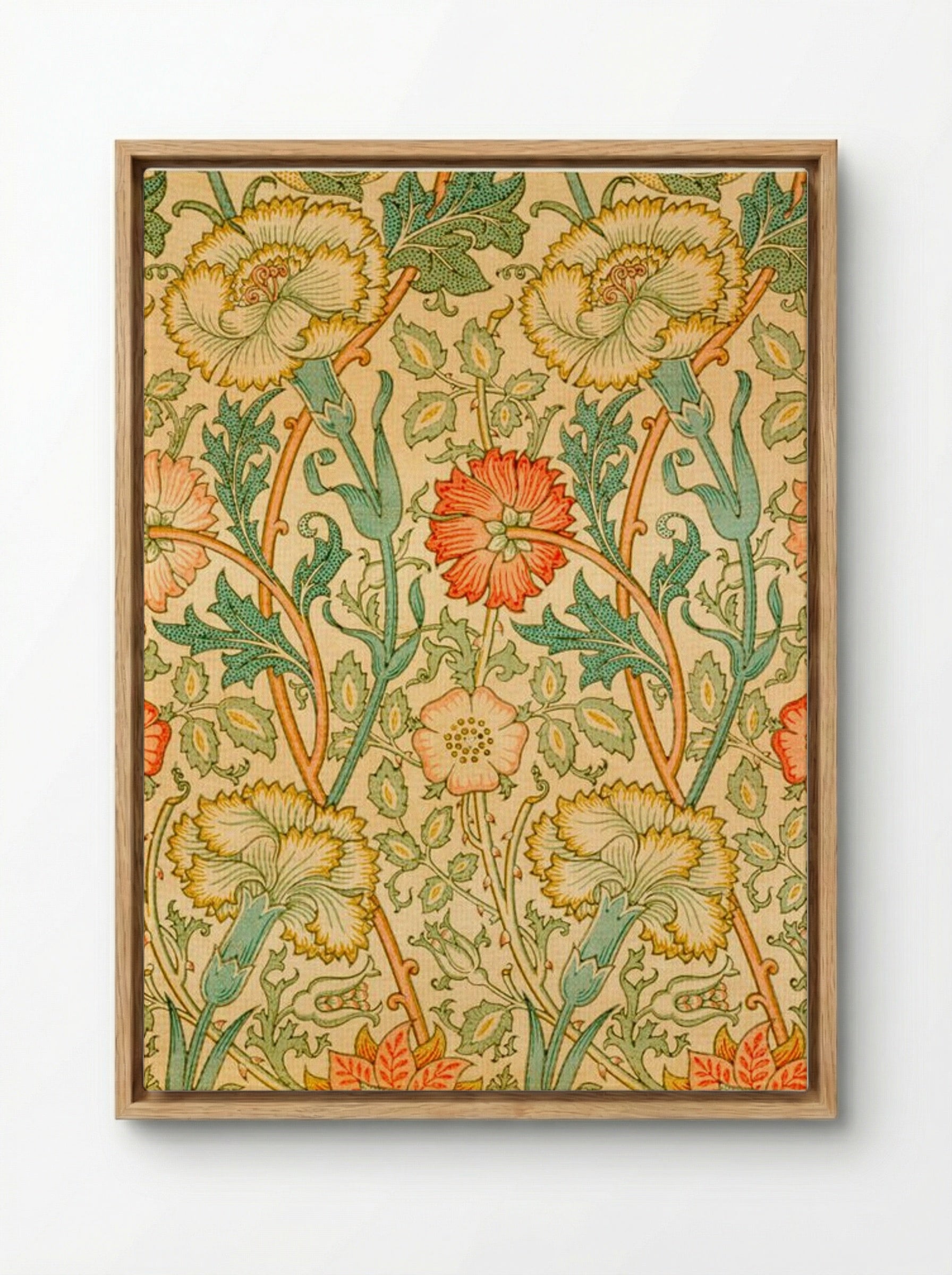 Pink and Rose - William Morris - Framed Canvas Wood