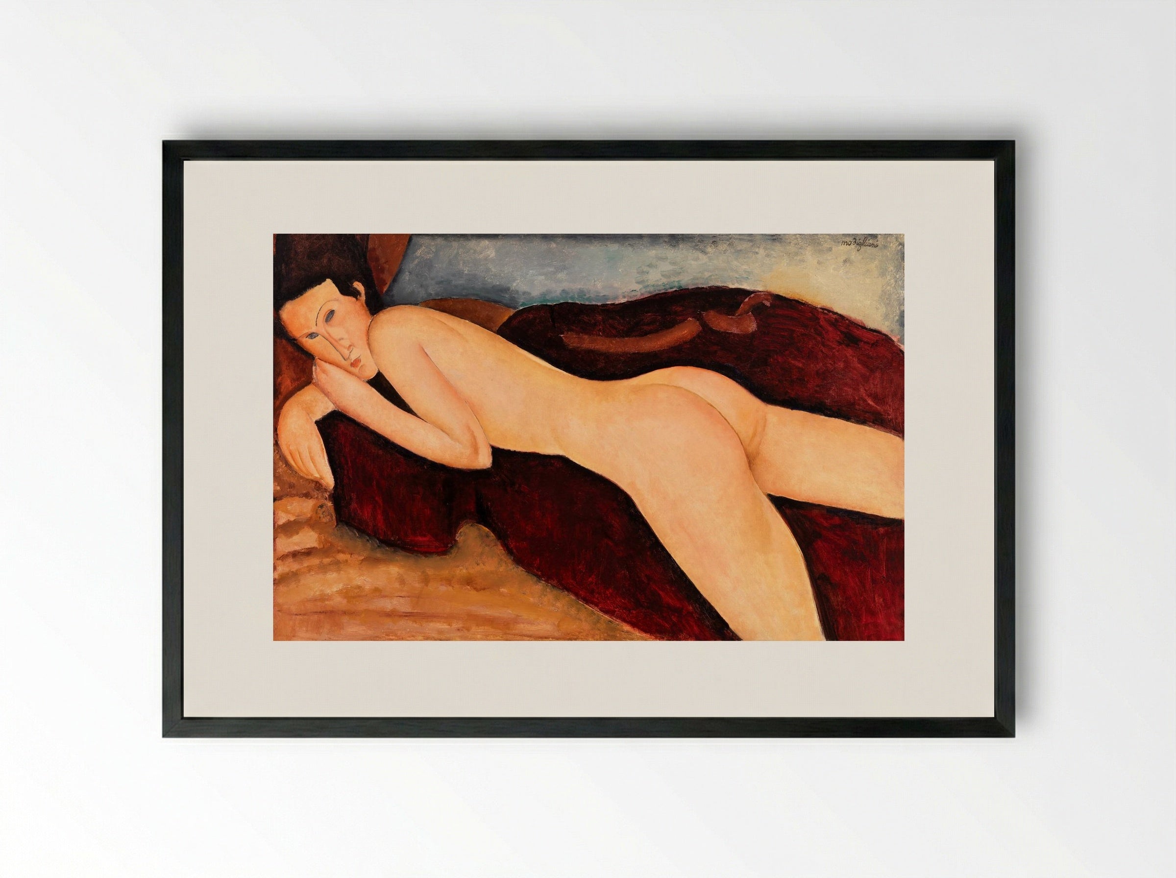 Reclining Nude from the Back - Amedeo Modigliani - Framed Print Black