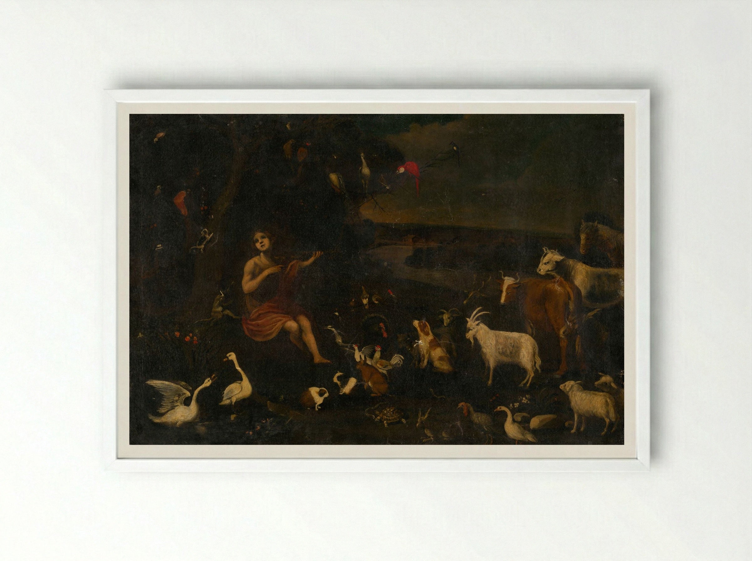 Orpheus Charming the Animals - Roelant Savery - Framed Print White