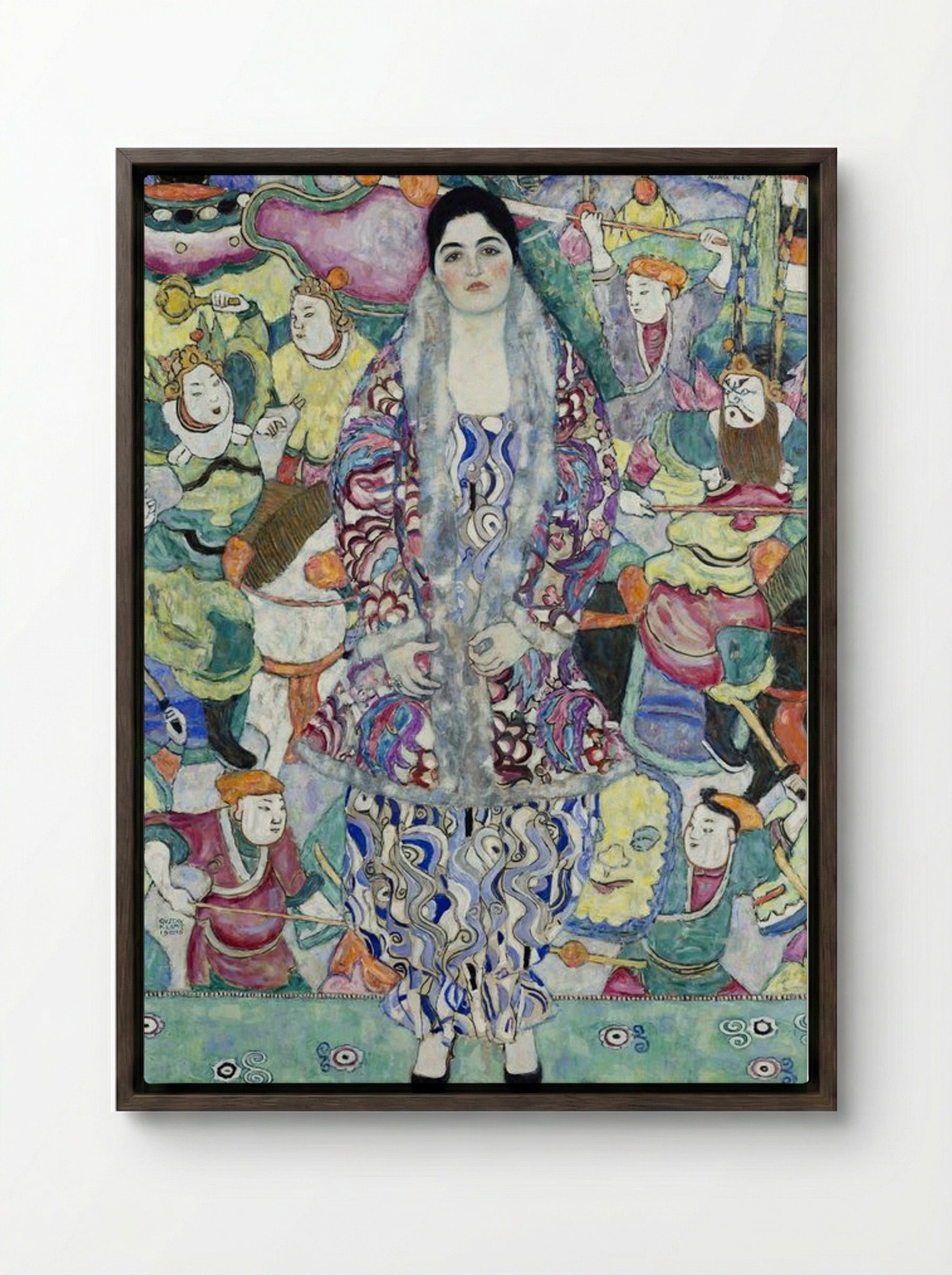 Portrait of Friederike Maria Beer - Gustav Klimt - Framed Canvas Dark Wood