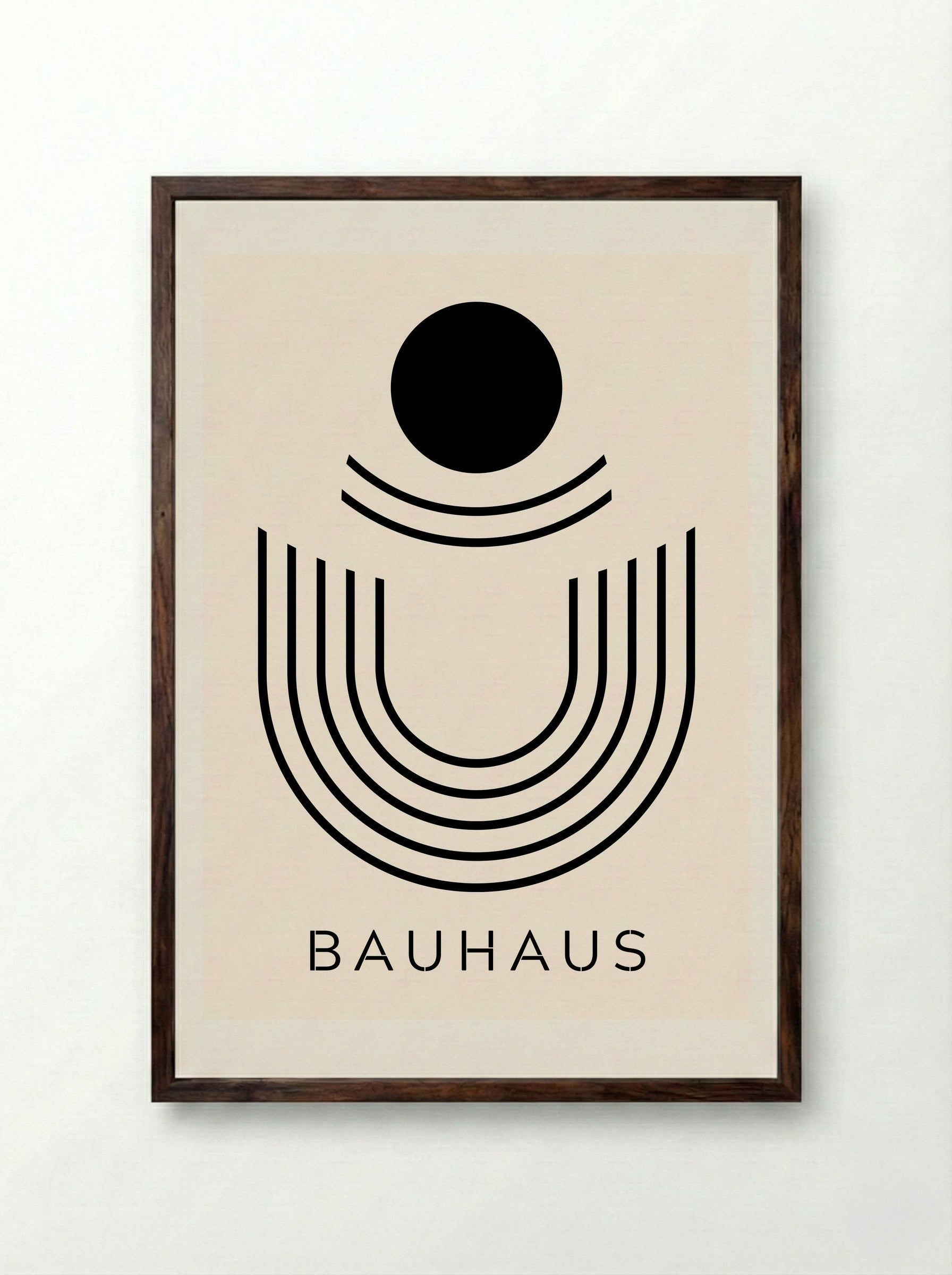 Bauhaus Arches and Orbit - Framed Print Dark Wood