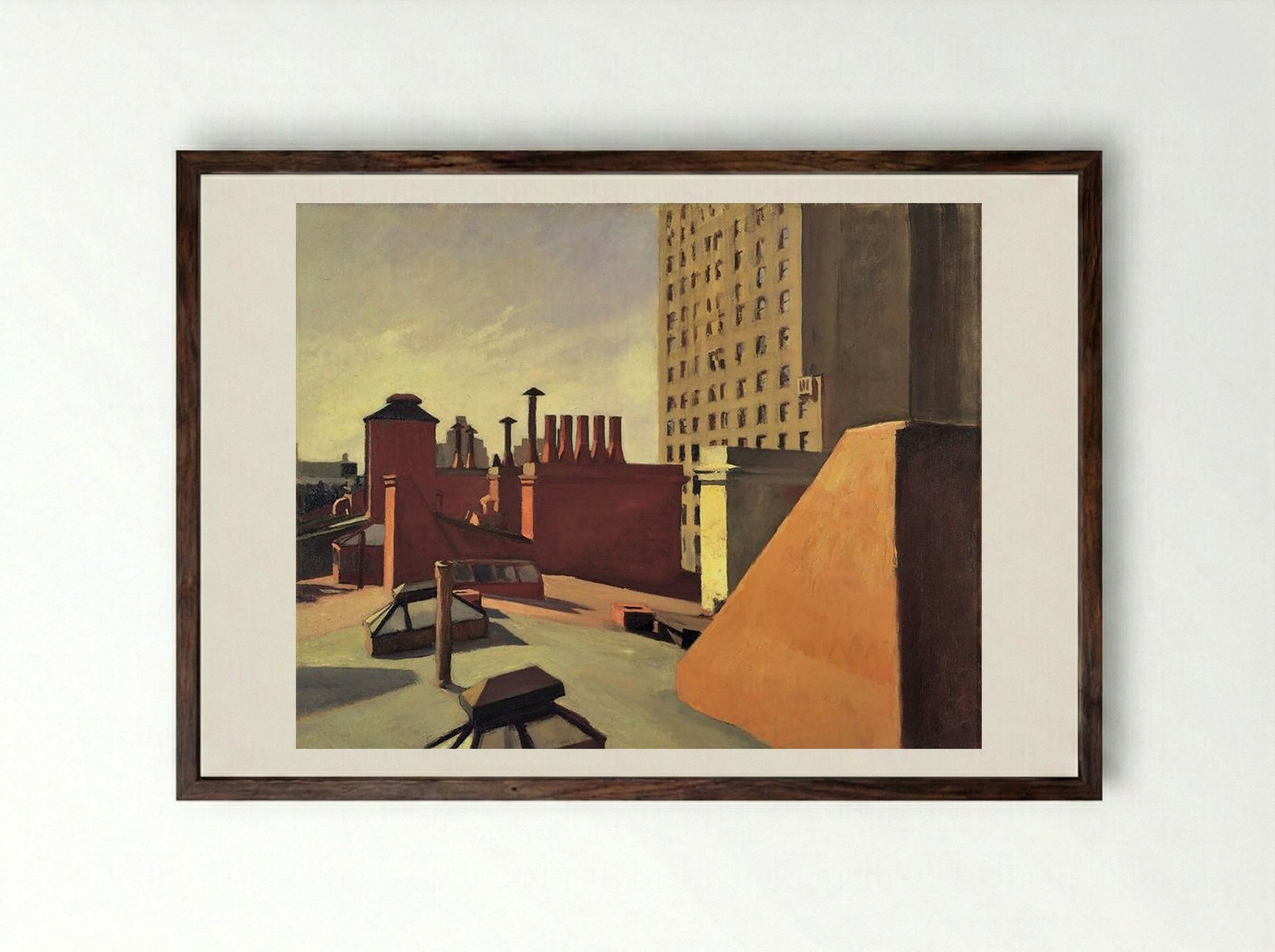 City Roofs - Edward Hopper - Framed Print Dark Wood