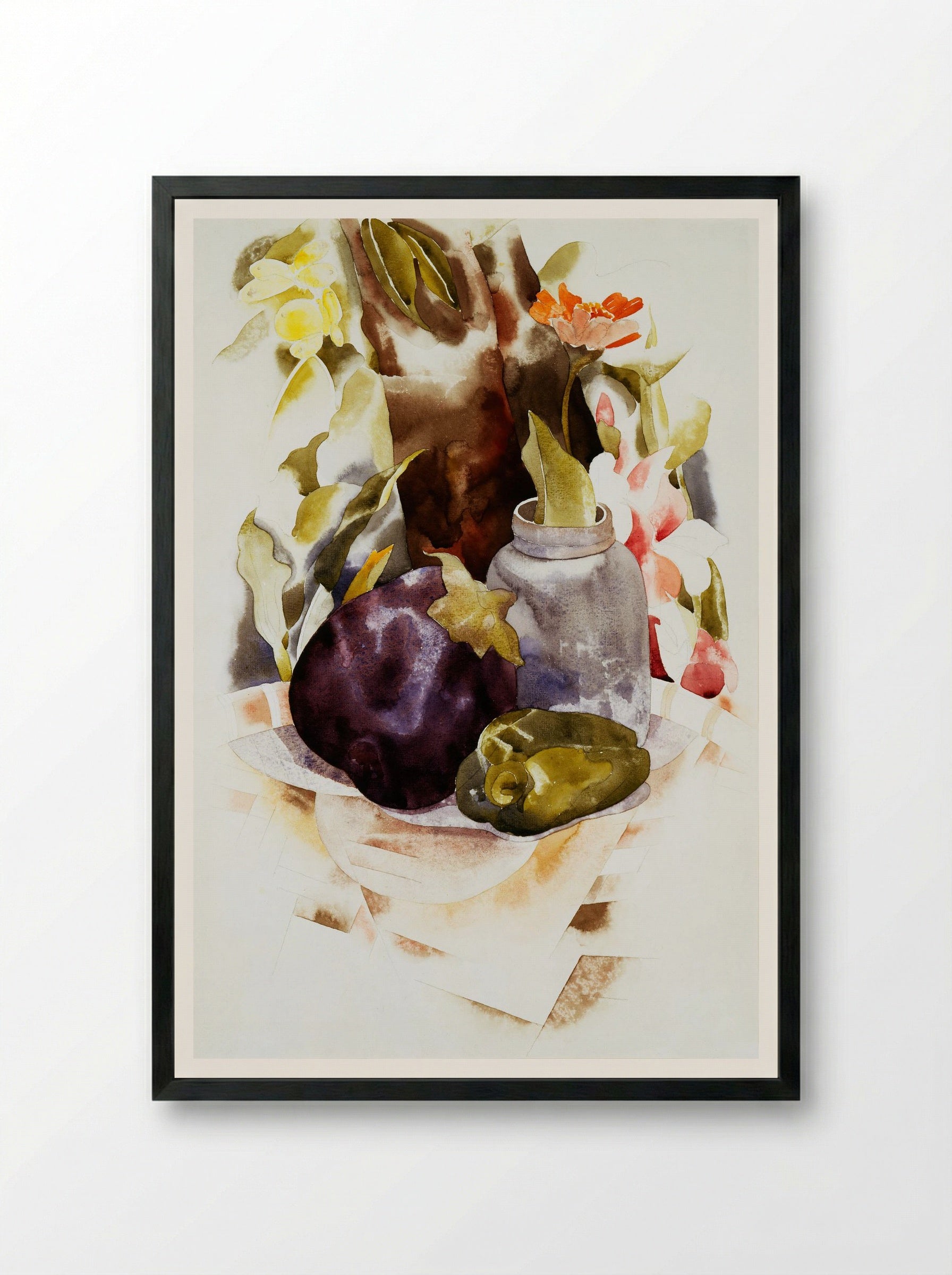 Eggplant and Green Pepper - Charles Demuth - Framed Print Black