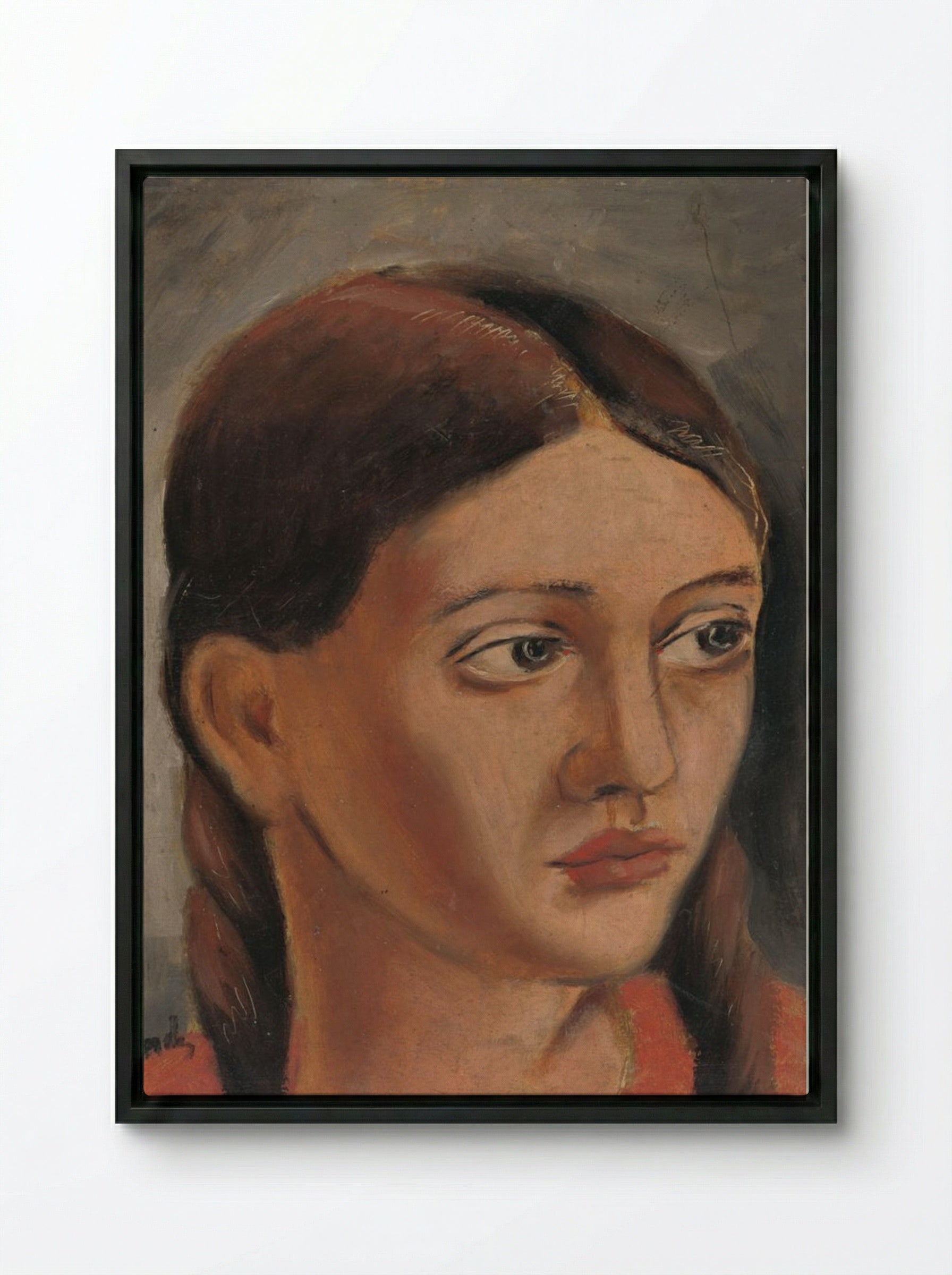 Girl's Head - Mikuláš Galanda - Framed Canvas Black