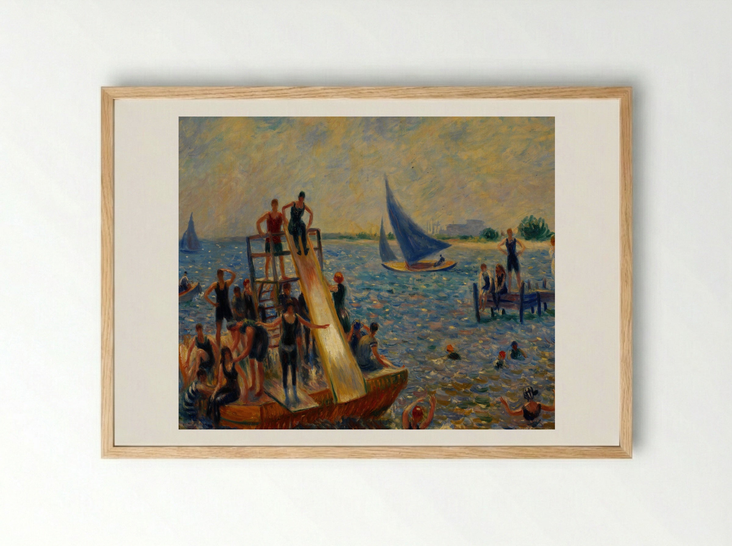 The Raft - William James Glackens - Framed Print Wood