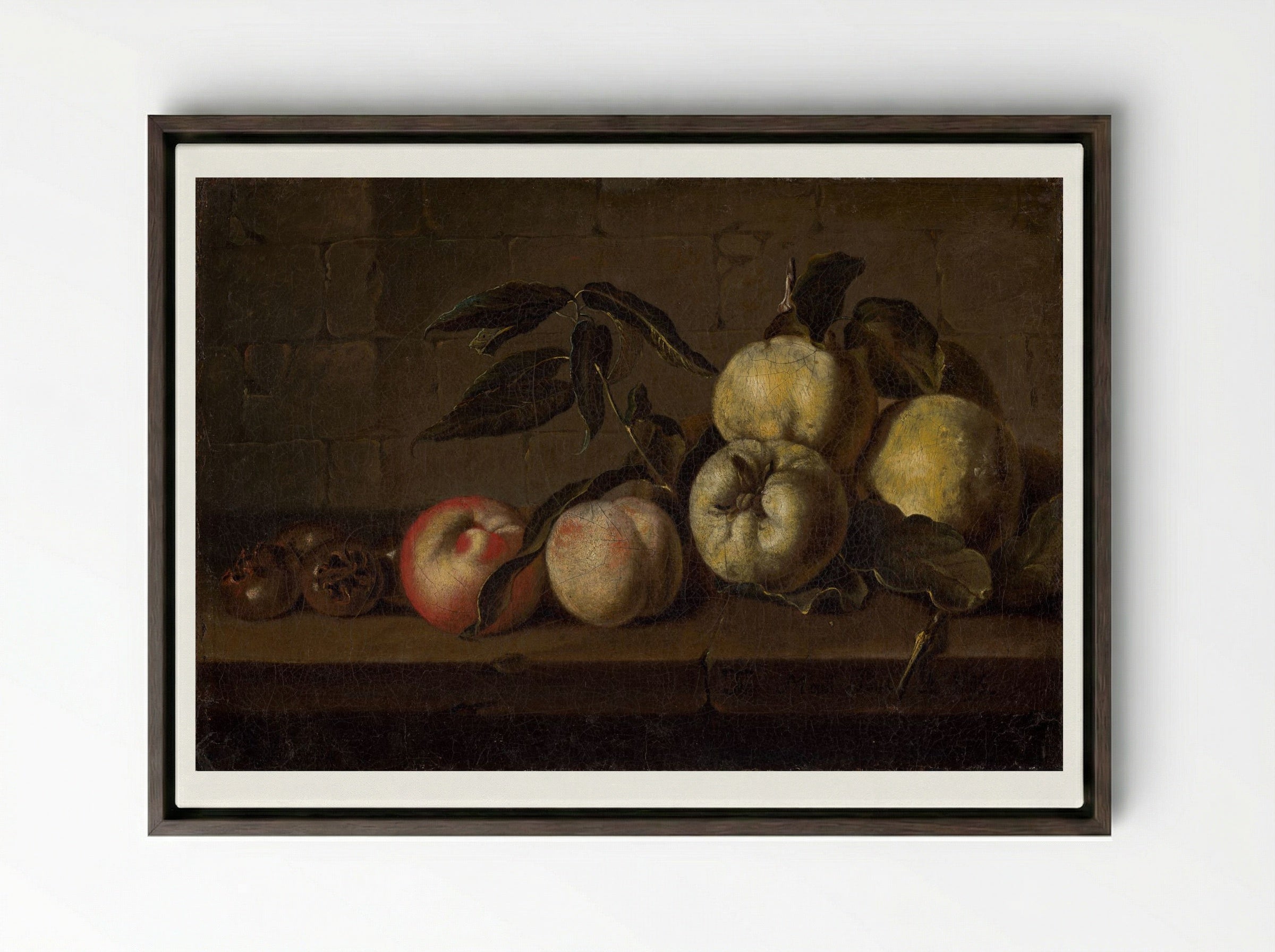 Still Life with Fruit - Fine Art Print - Framed Canvas Dark Wood