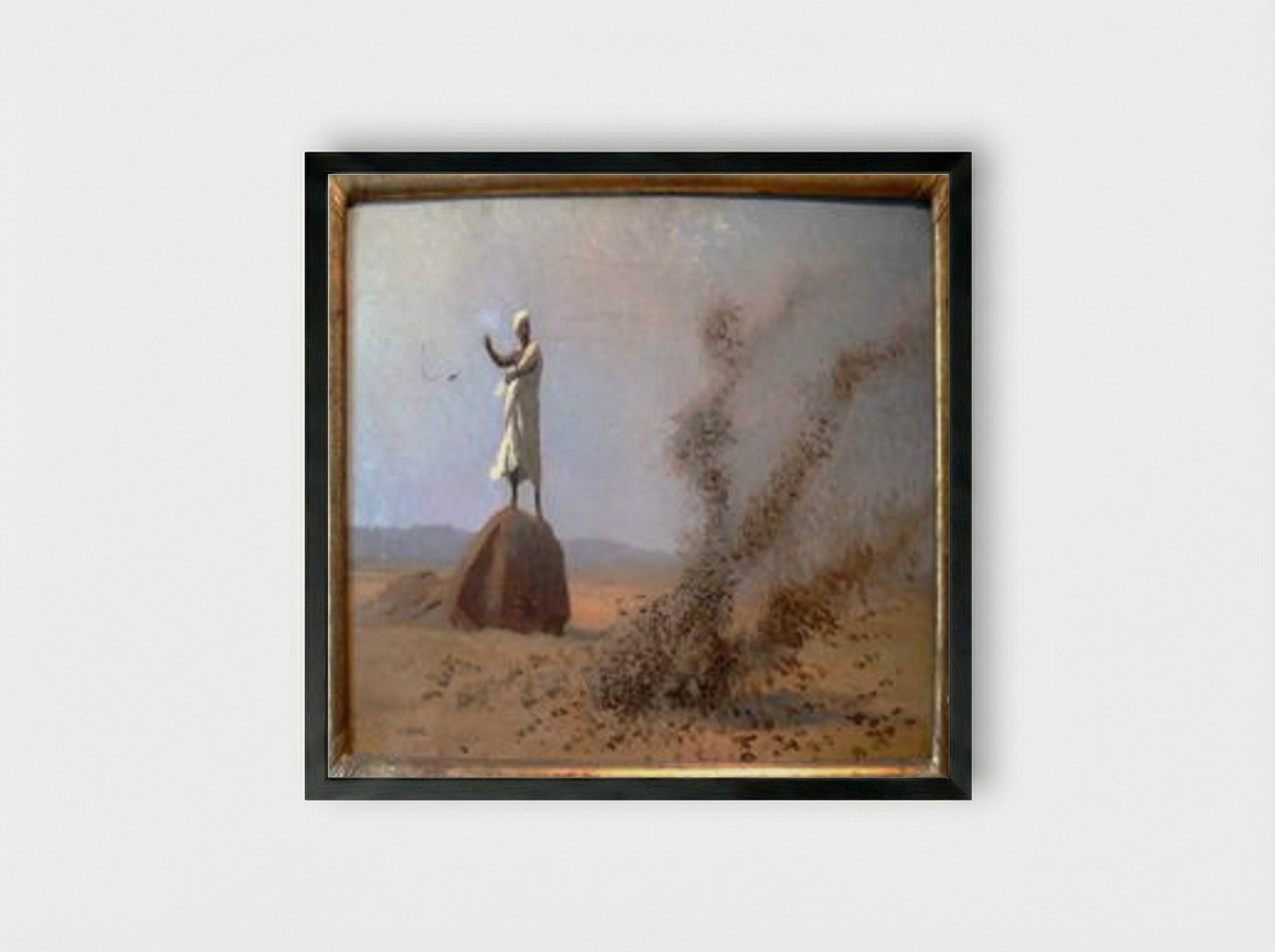 Arab Frightening Larks Away (Unfinished) - Jean-Léon Gérôme - Framed Print Black