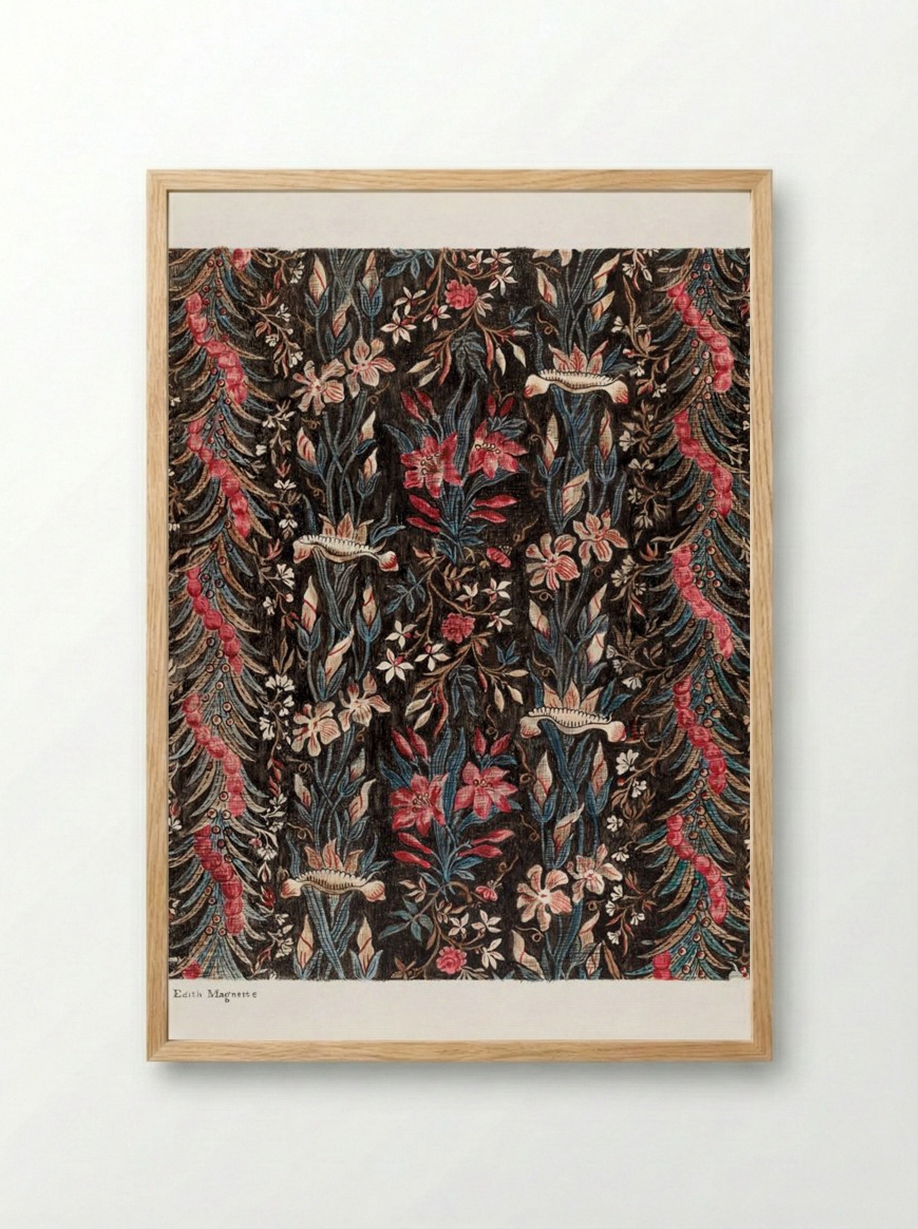 Printed Cotton (Floral Textile Design) - Edith Magnette - Framed Print Wood